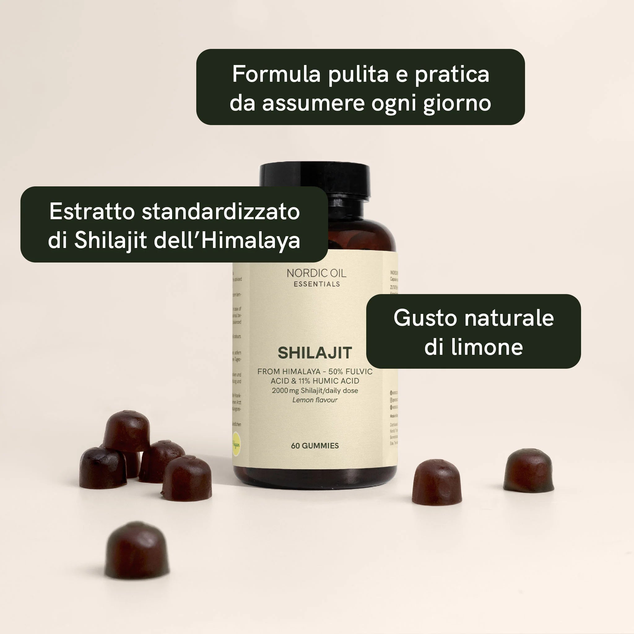 Nordic Oil Shilajit Gummies Limone 60 Gommose Vegane