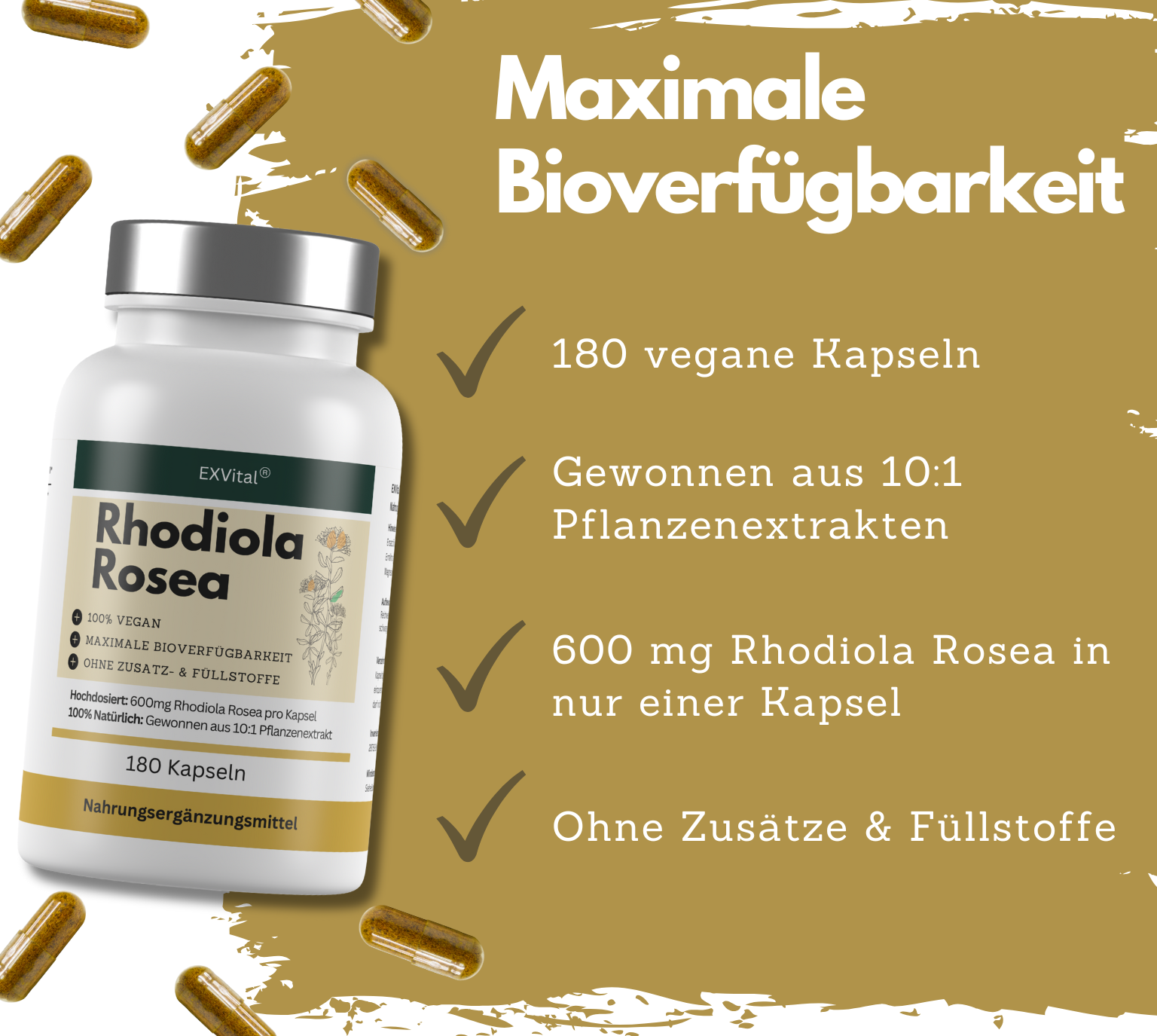 EXVital Rhodiola Rosea 180 capsule 600 mg estratto 10:1