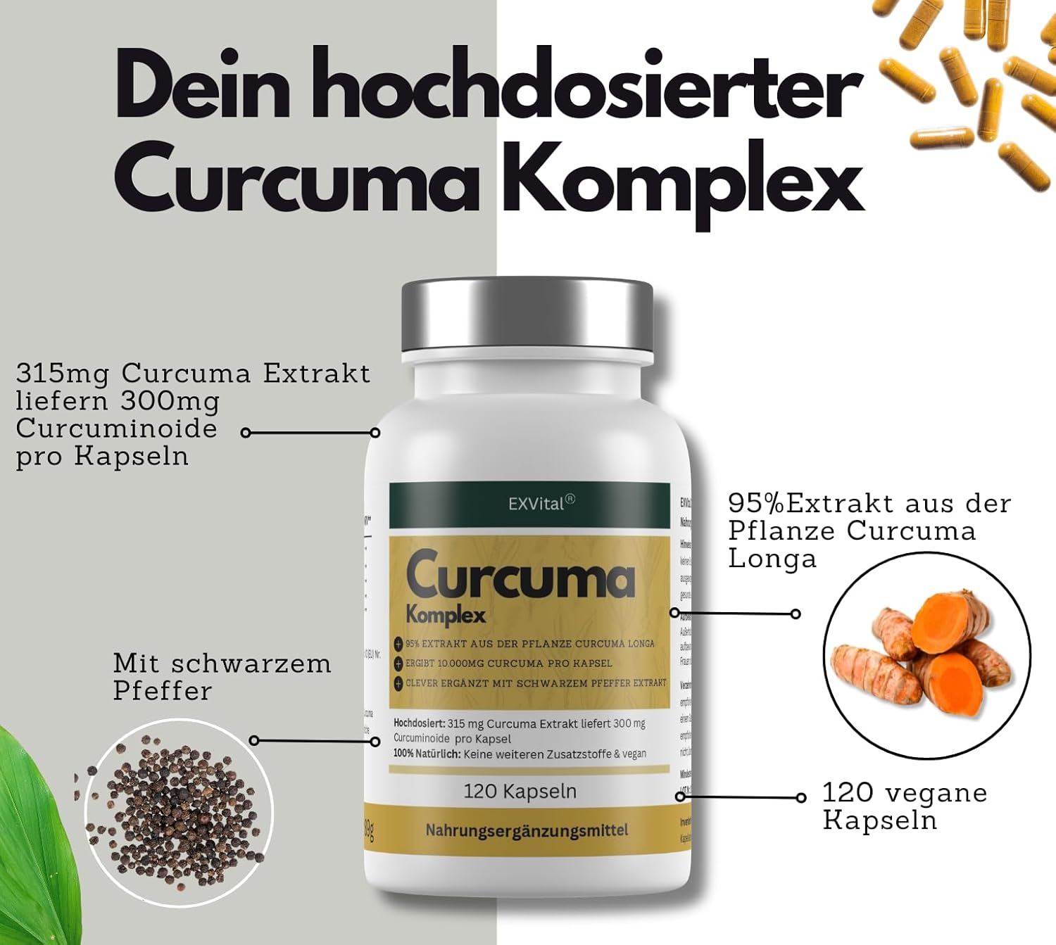 EXVital Curcuma Komplex capsule 120 curcuma piperina