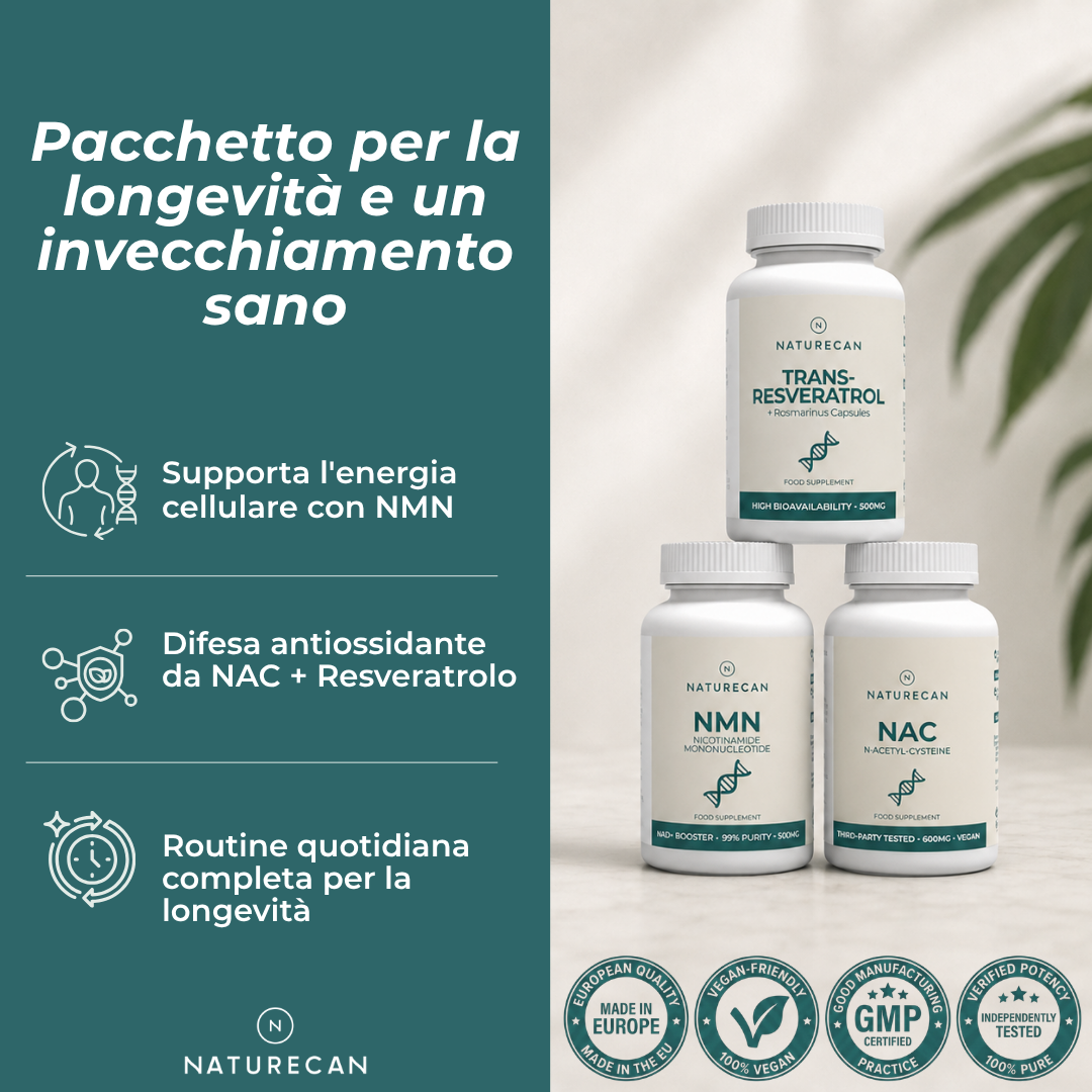 Naturecan Bundles Anti-età NMN NAC Resveratrolo Capsule Longevità