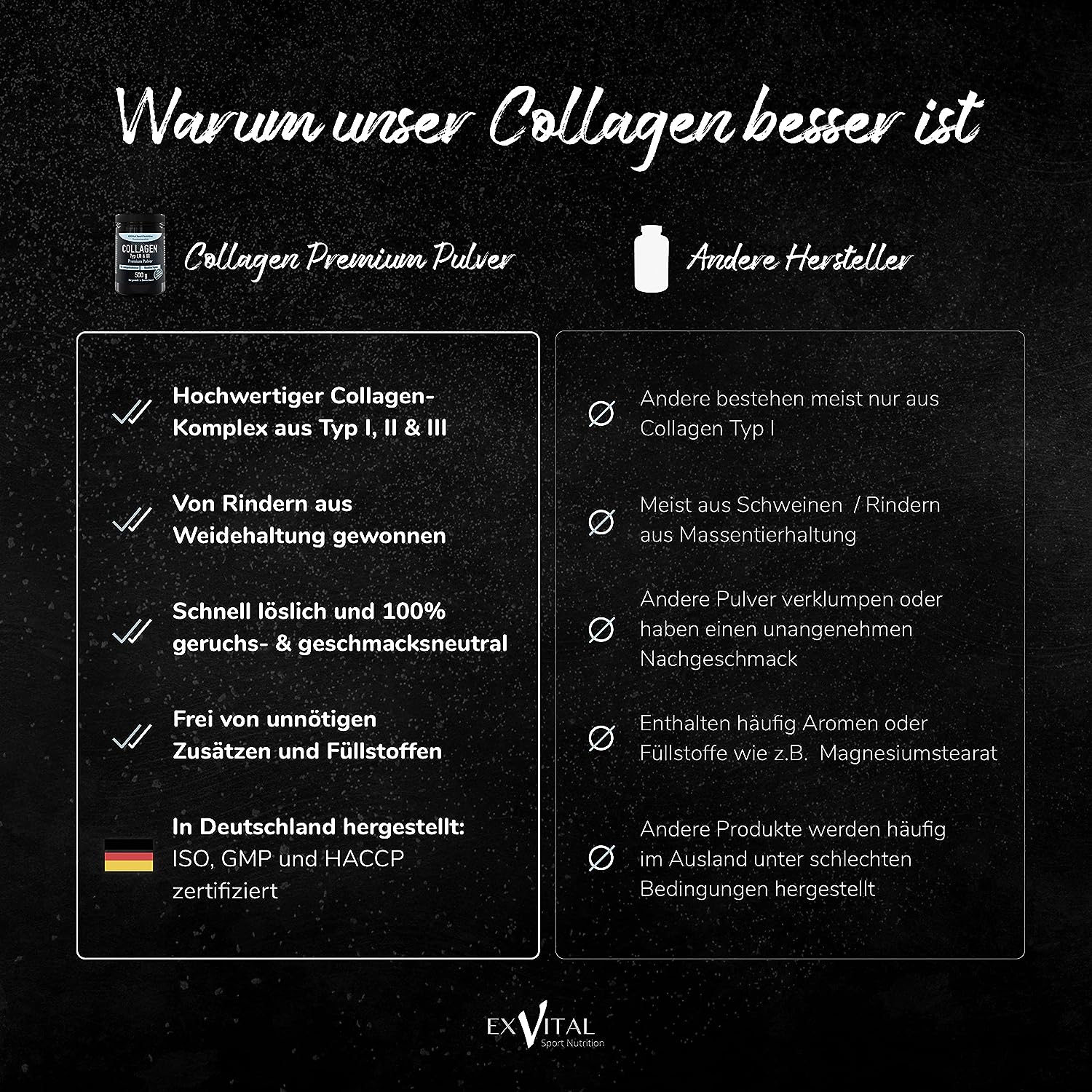 EXVital Kollagen Collagen Pulver polvere 500 g neutro