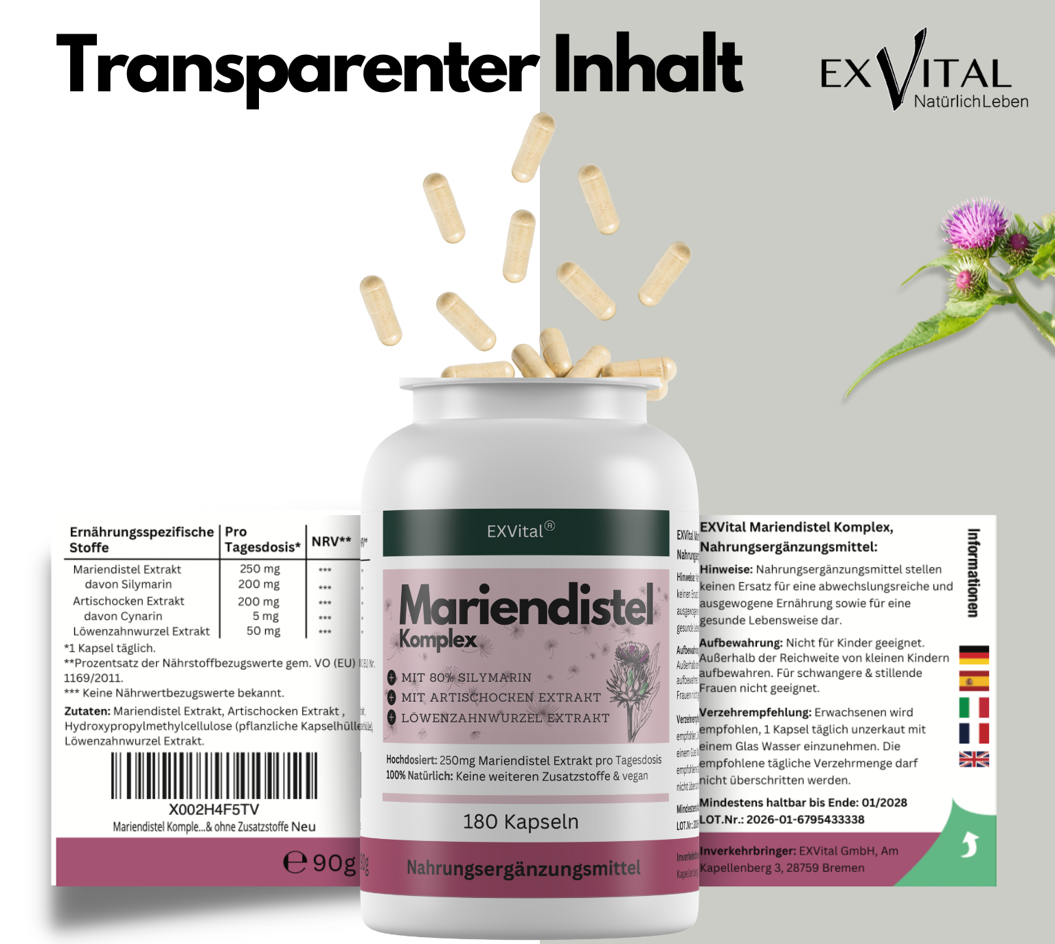 EXVital Darmgesundheit Mariendistel Komplex capsule 180 pz