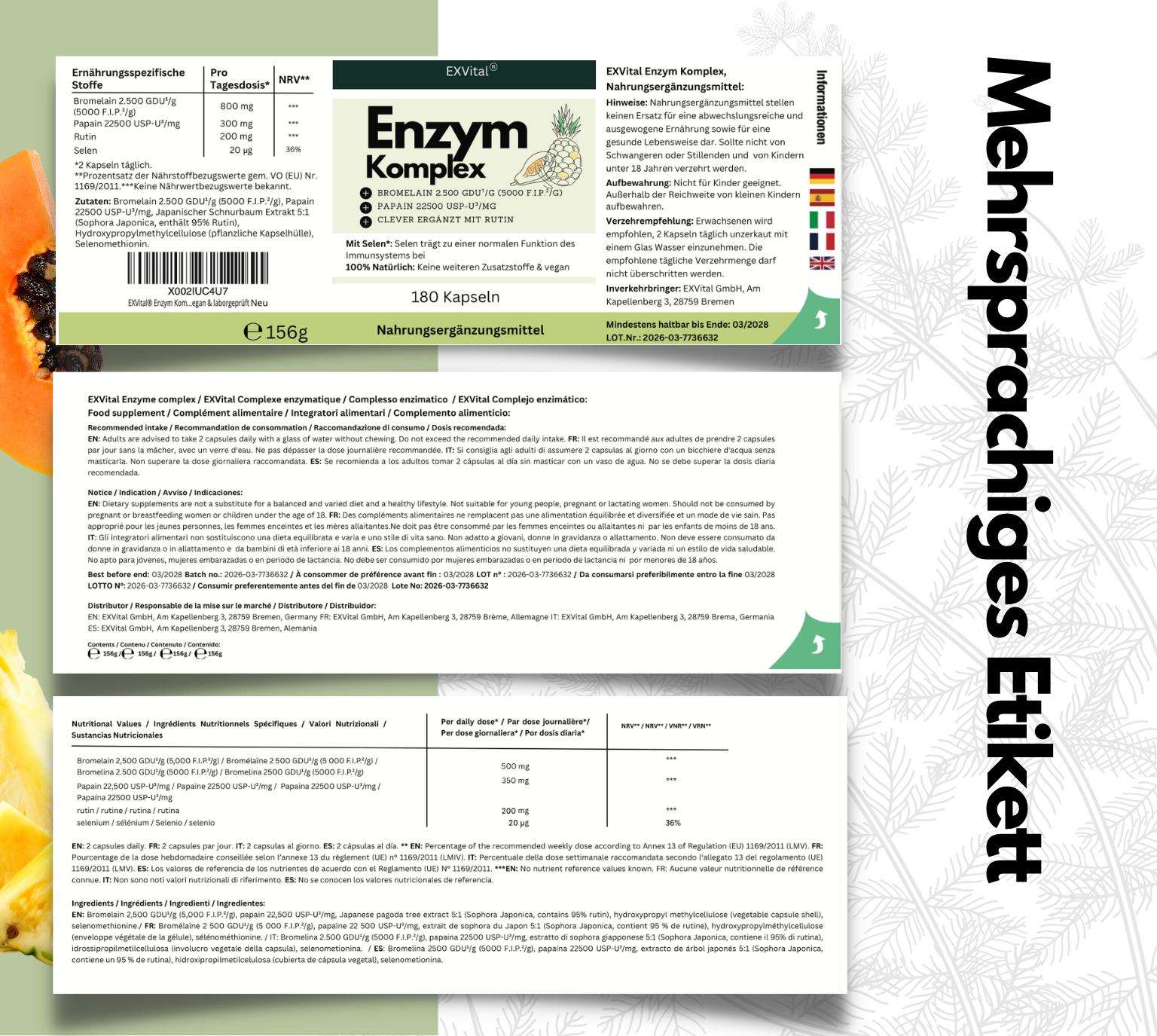 EXVital Enzym Komplex integratore 180 capsule bromelina