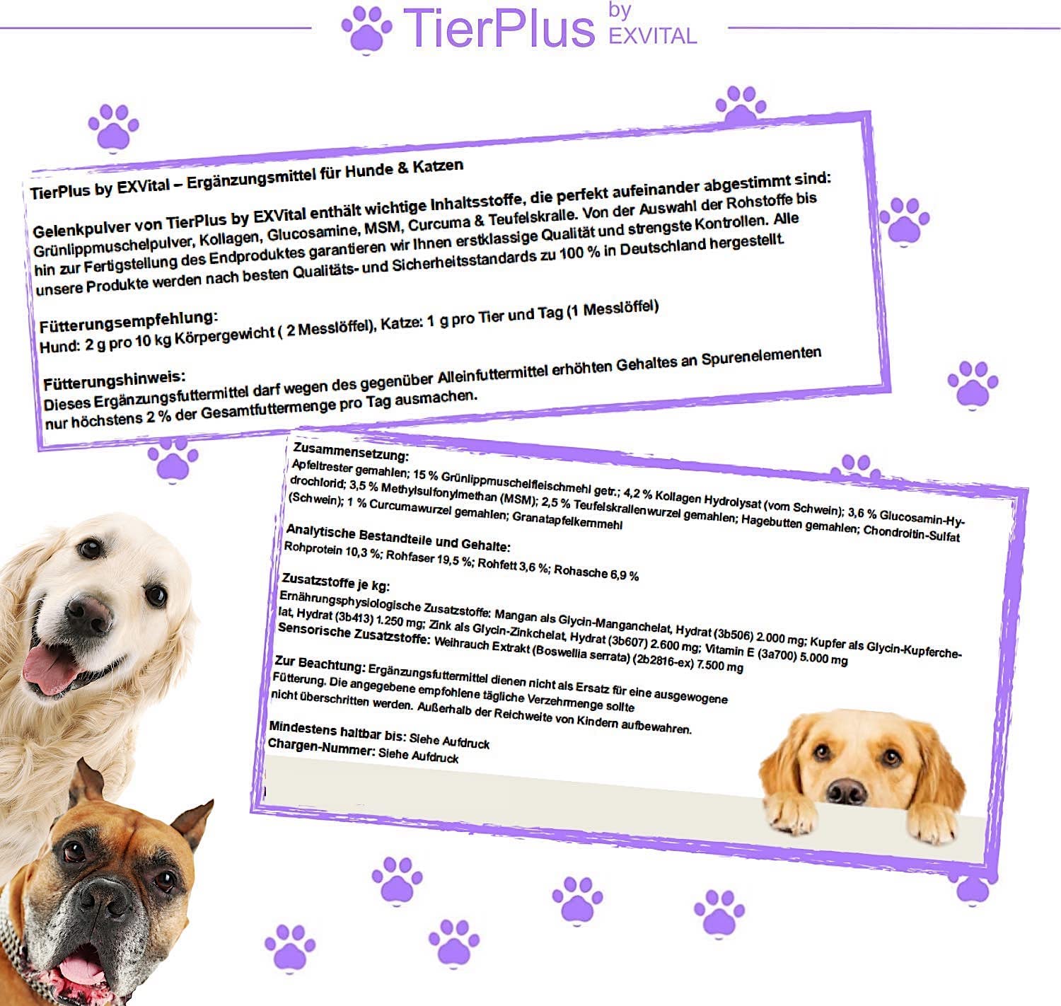EXVital TierPlus polvere articolazioni cani gatti cozza verde