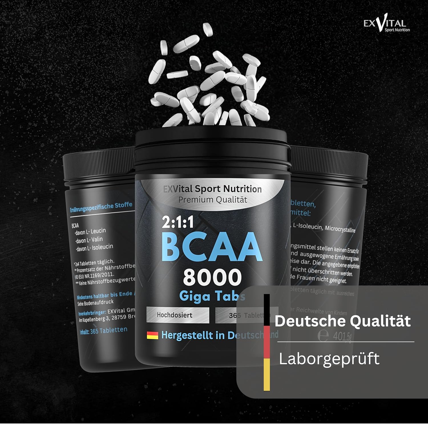 EXVital BCAA 8000 integratore 365 compresse vegane