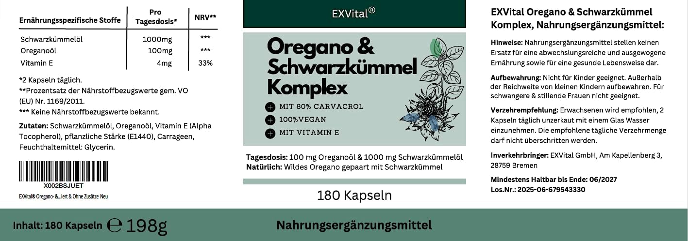 EXVital Immunsystem origano e cumino nero capsule 180 pz