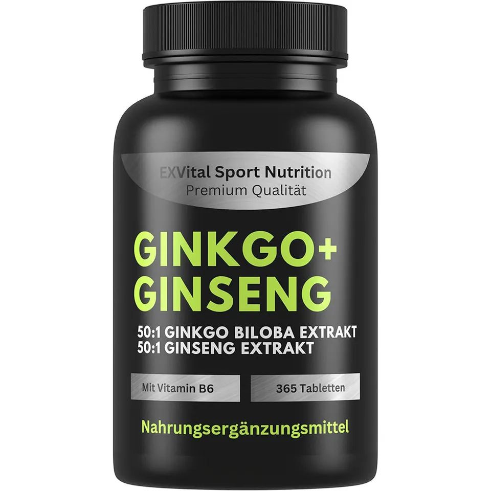 EXVital Gehirn & Fokus Ginkgo Ginseng compresse 365 pezzi 50:1