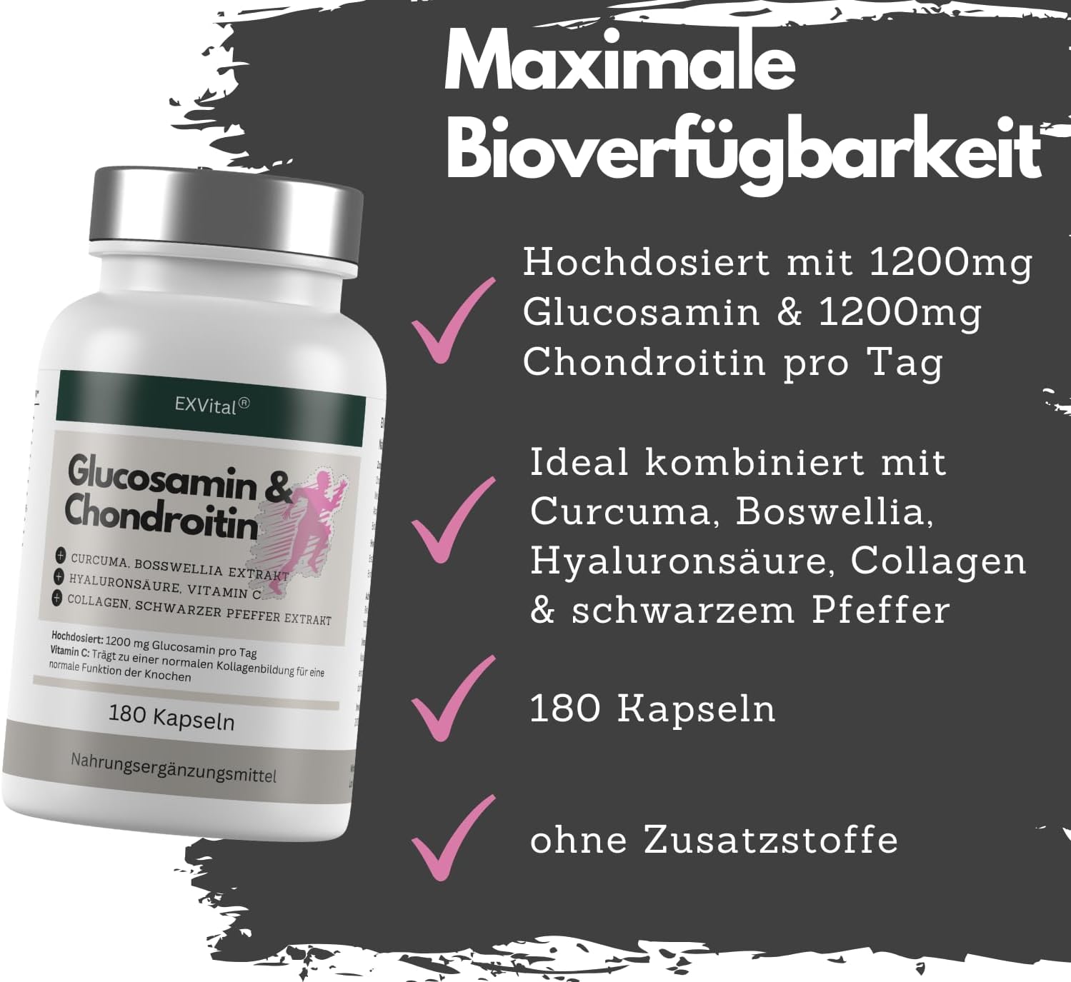 EXVital Muskeln Gelenke glucosamina condroitina capsule 180 pezzi