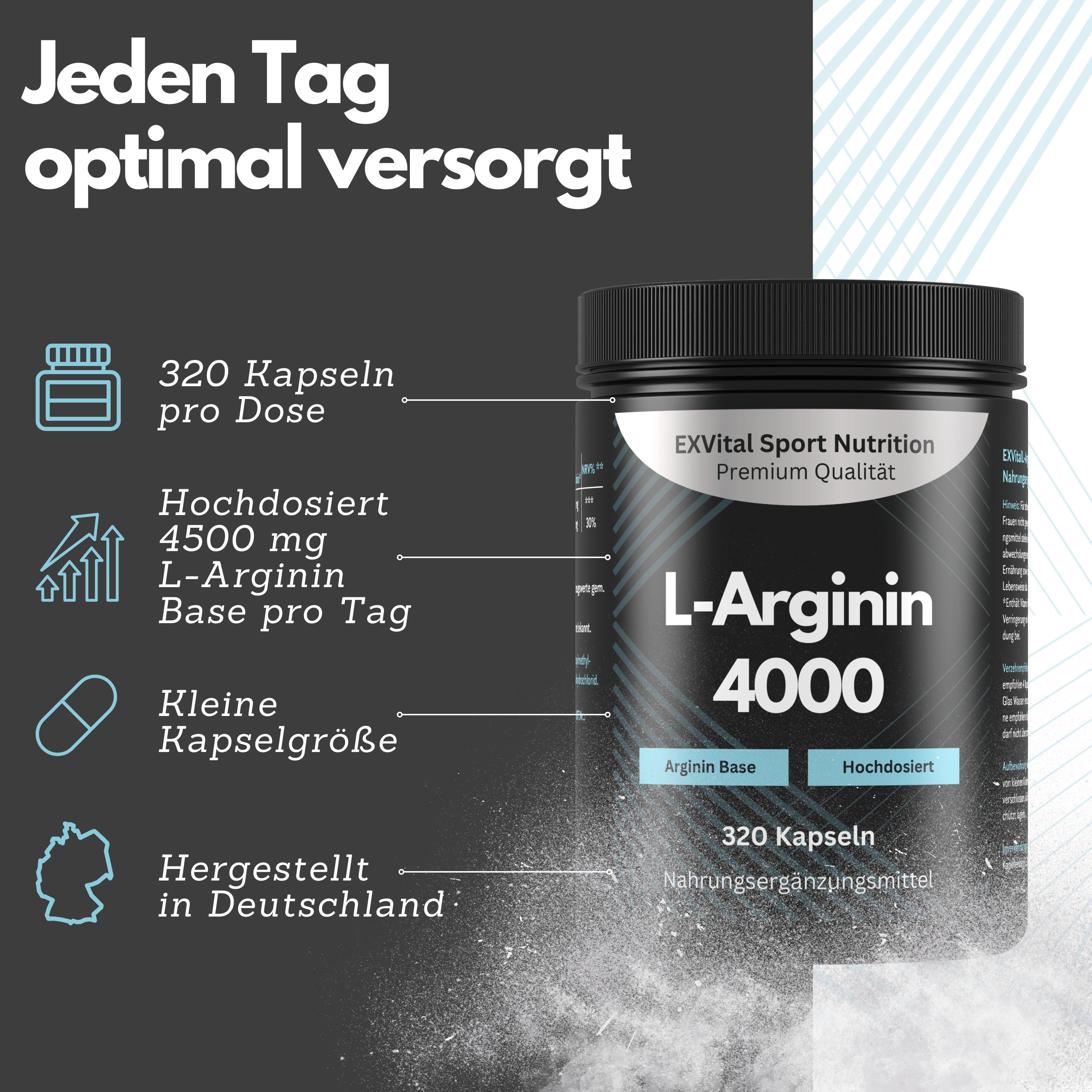 EXVital Sport L-Arginin 4000 capsule 320 pezzi vegano