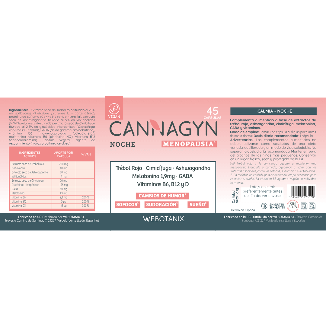 Webotanix Cannagyn Menopausia Noche capsule 45 con melatonina