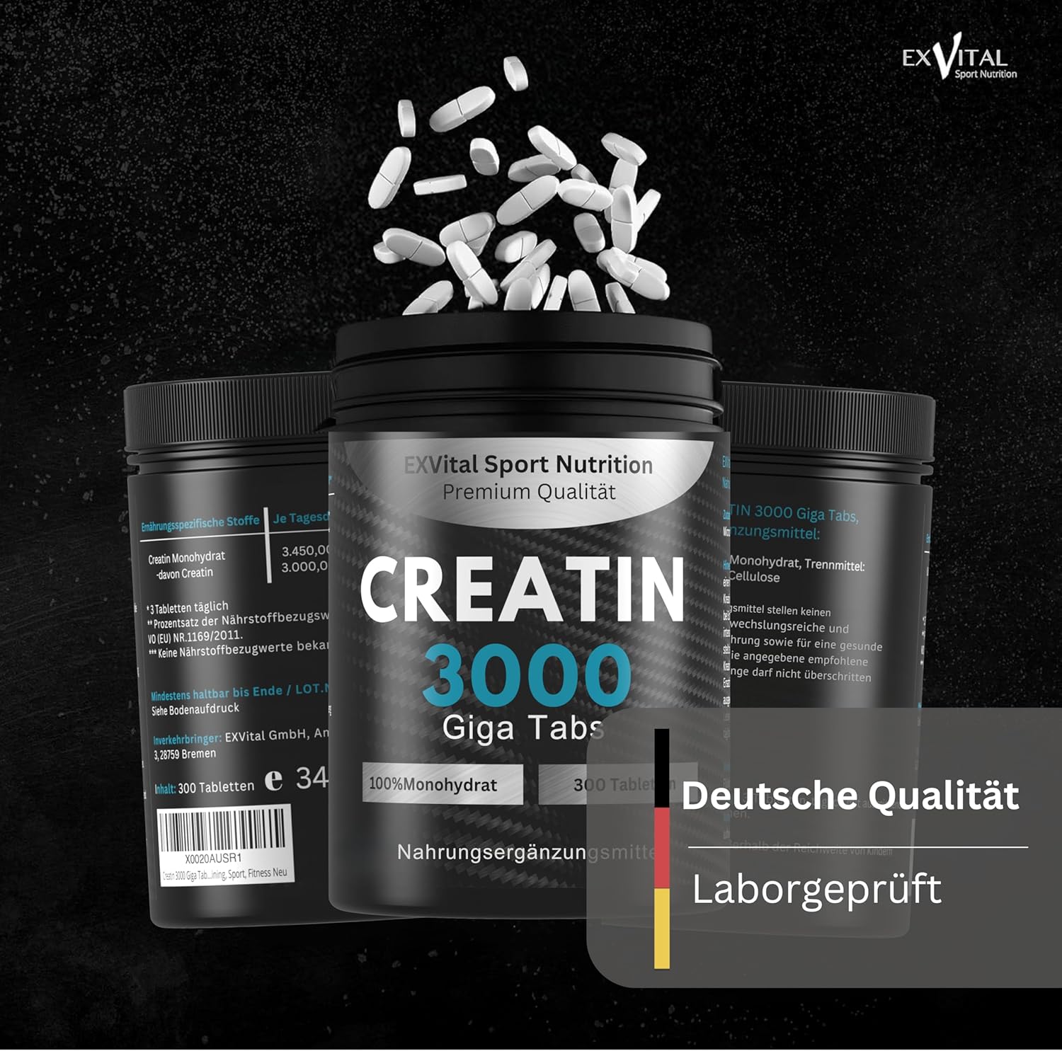 EXVital Sport Creatin 3000 Giga Tabs creatina 300 compresse