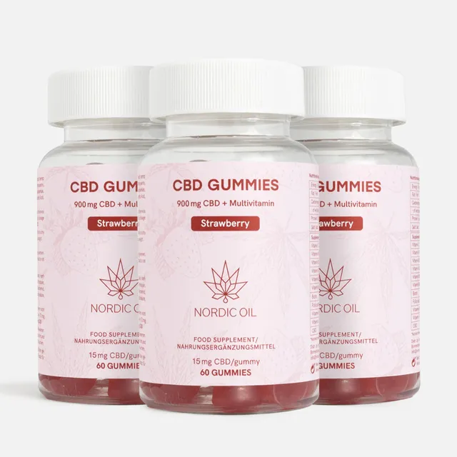 Nordic Oil Gummies Gommose CBD 900 mg Fragola 3x60 pezzi