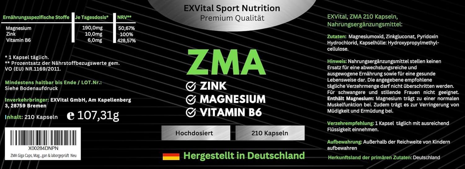 EXVital Sport ZMA 210 capsule magnesio zinco vitamina B6