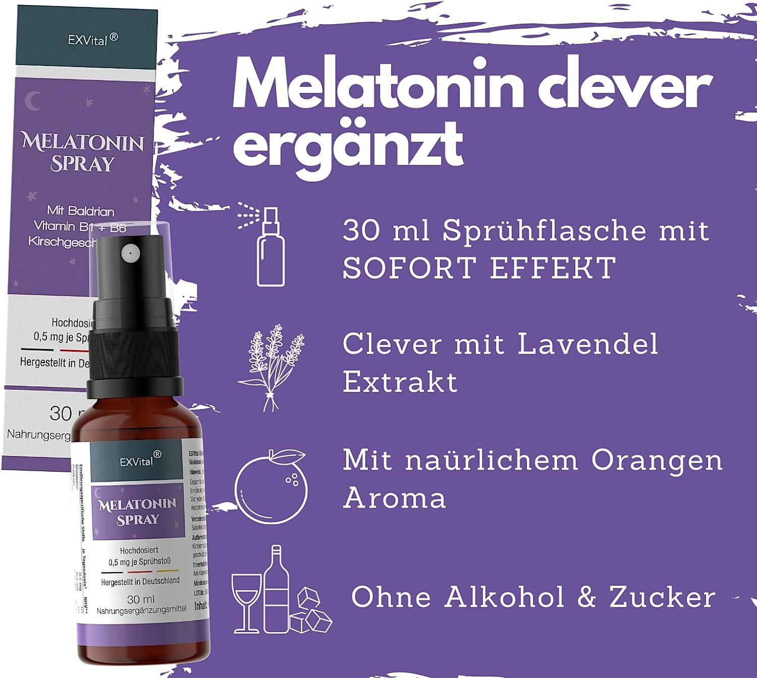 EXVital Schlaf Spray Melatonina Valeriana 30 ml 0,5 mg