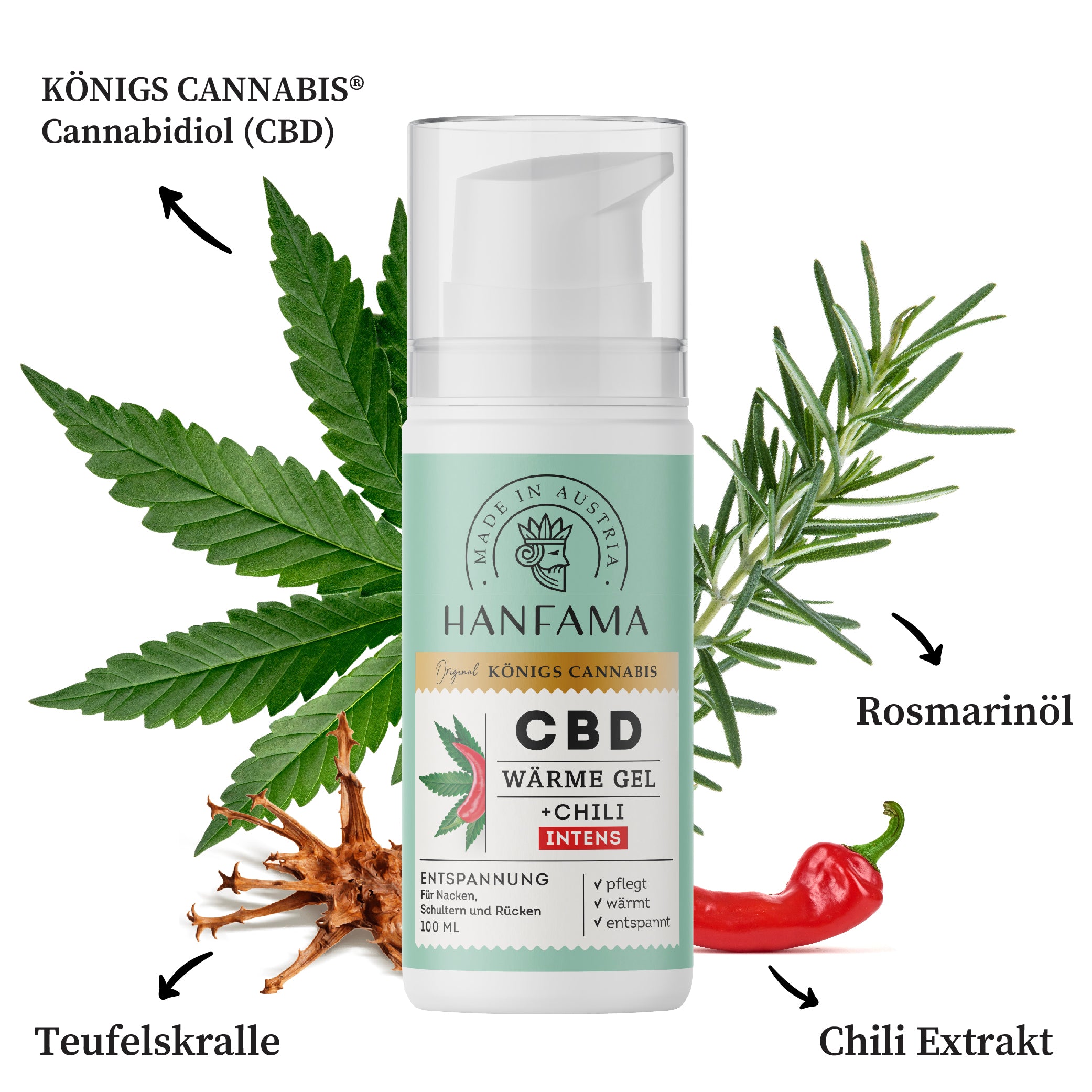 Hanfama Warm- und Kaltmassage gel riscaldante CBD 100 ml chili