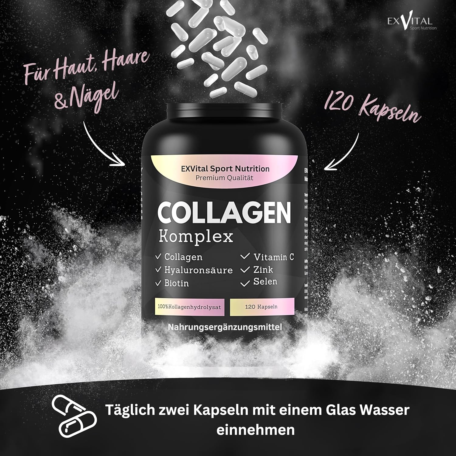 EXVital Kollagen Collagene Acido Ialuronico 120 capsule 1000 mg