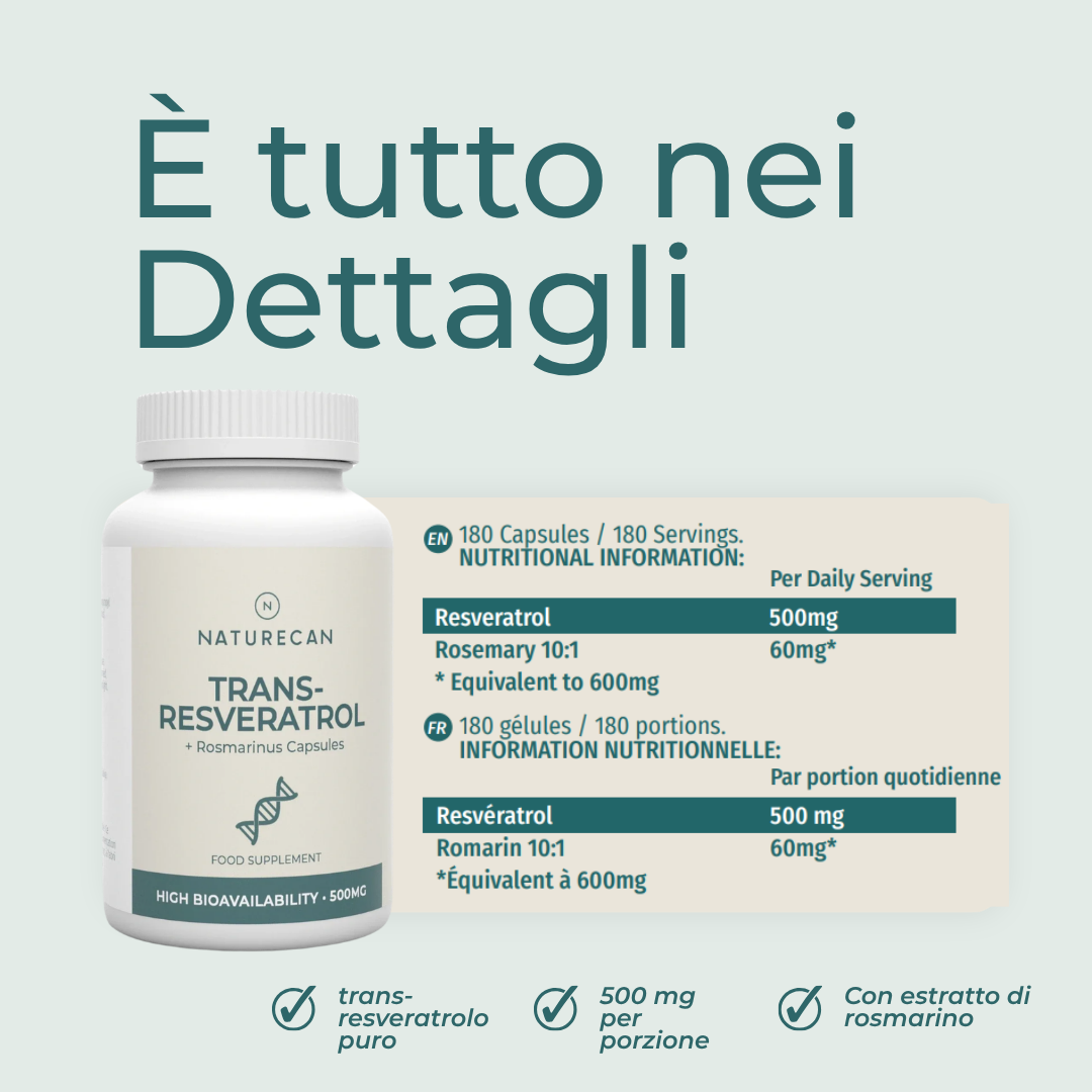 Naturecan Longevity Resveratrolo capsule 60 pz 500 mg
