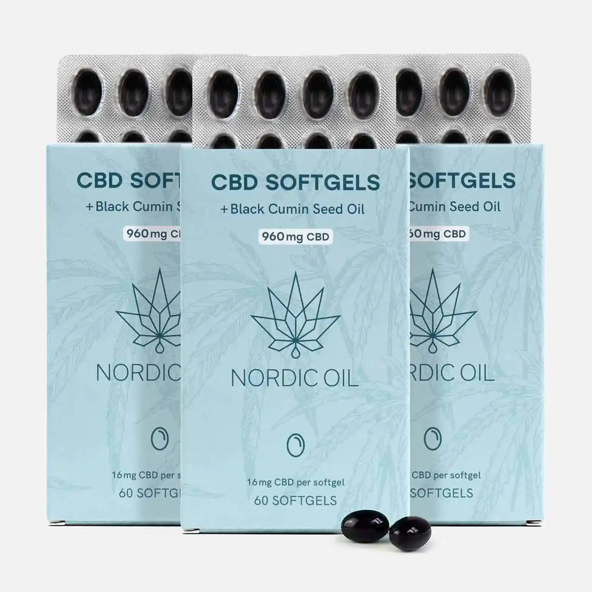 Nordic Oil CBD Capsules 960mg capsule CBD 3x2 dosaggio standard