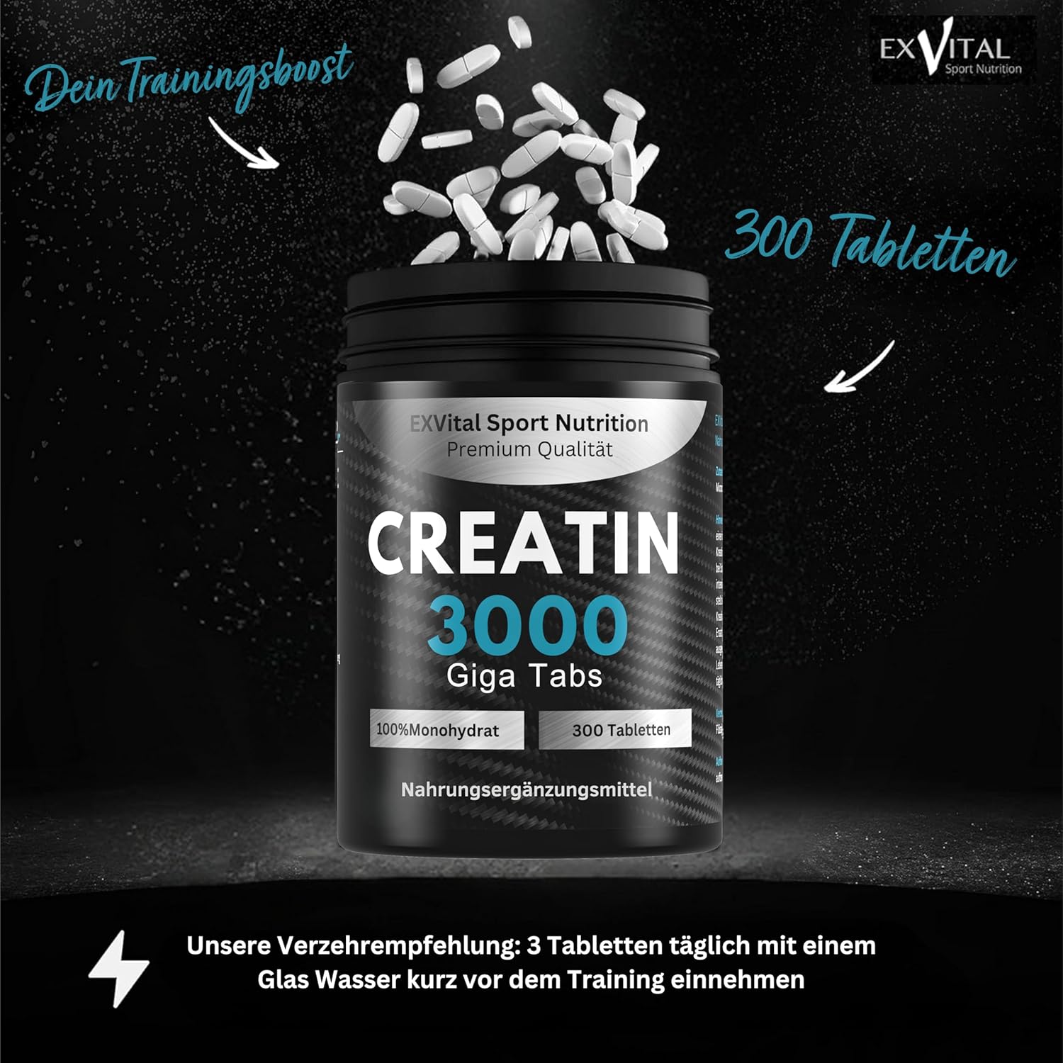EXVital Sport Creatin 3000 Giga Tabs creatina 300 compresse