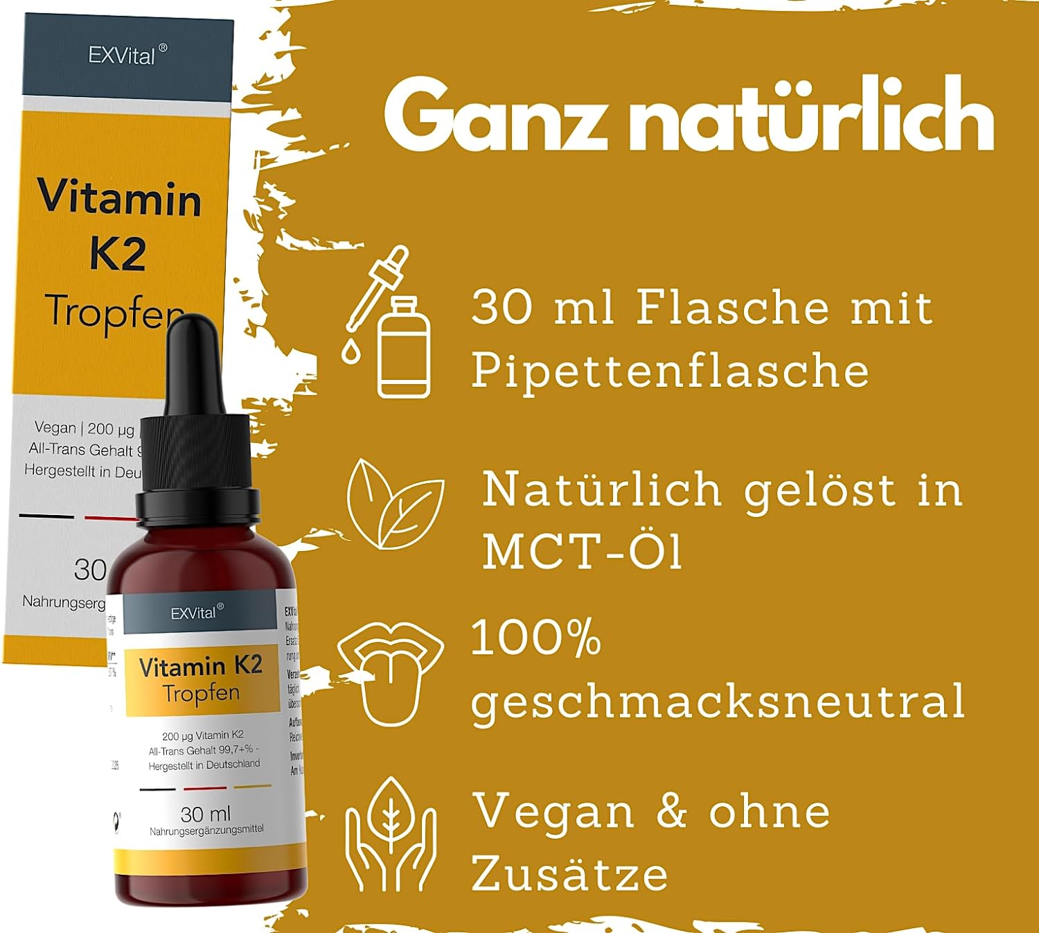 EXVital Essentials Vitamina K2 MK-7 Gocce 30ml Vegano