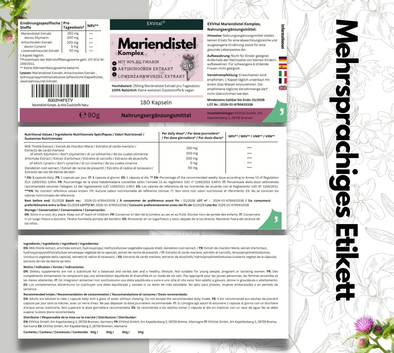 EXVital Darmgesundheit Mariendistel Komplex capsule 180 pz