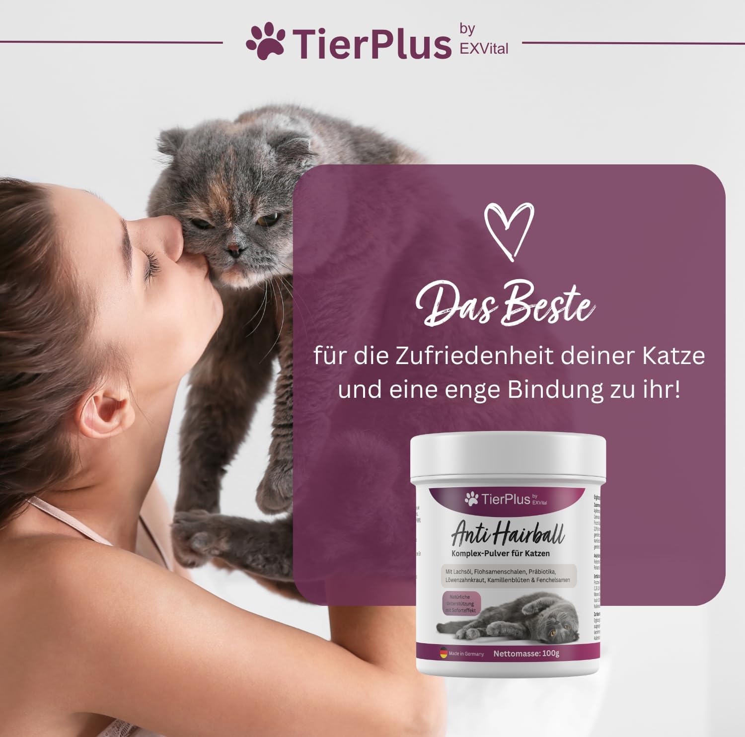 EXVital TierPlus Anti Hairball polvere gatti olio salmone