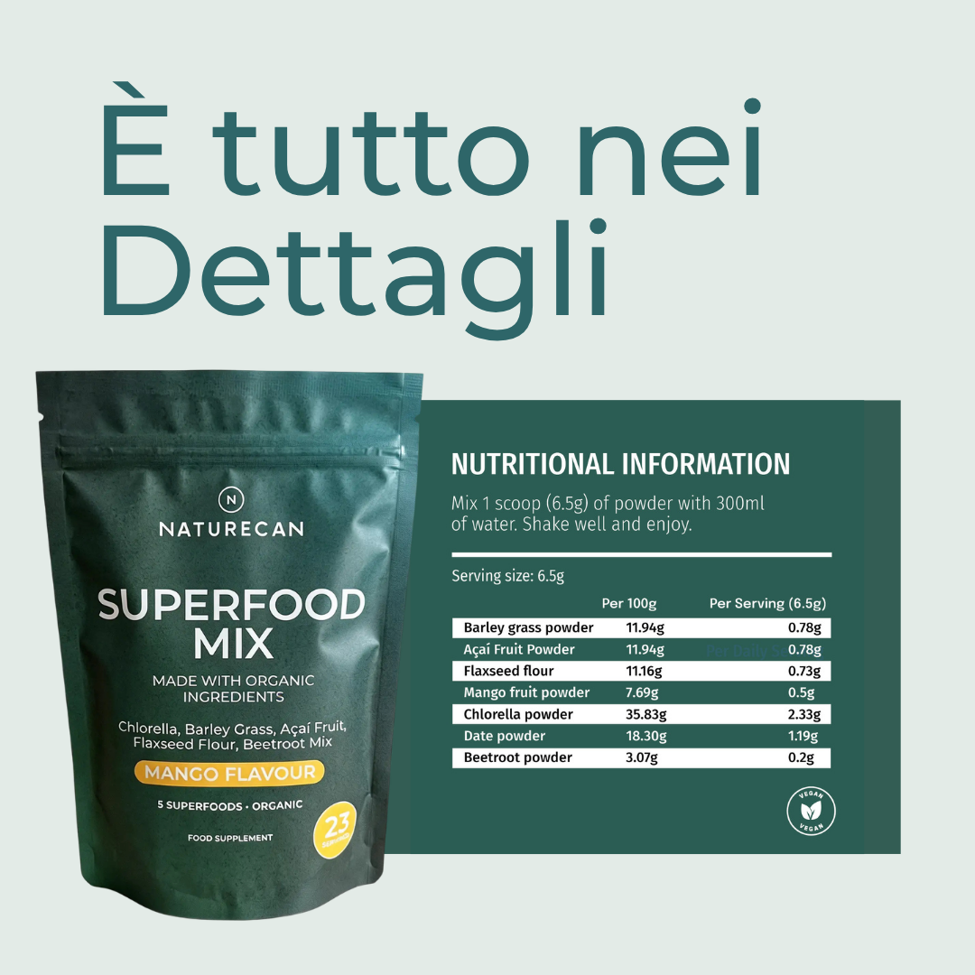 Naturecan Vitamins Superfood Bio in Polvere Mango vegano