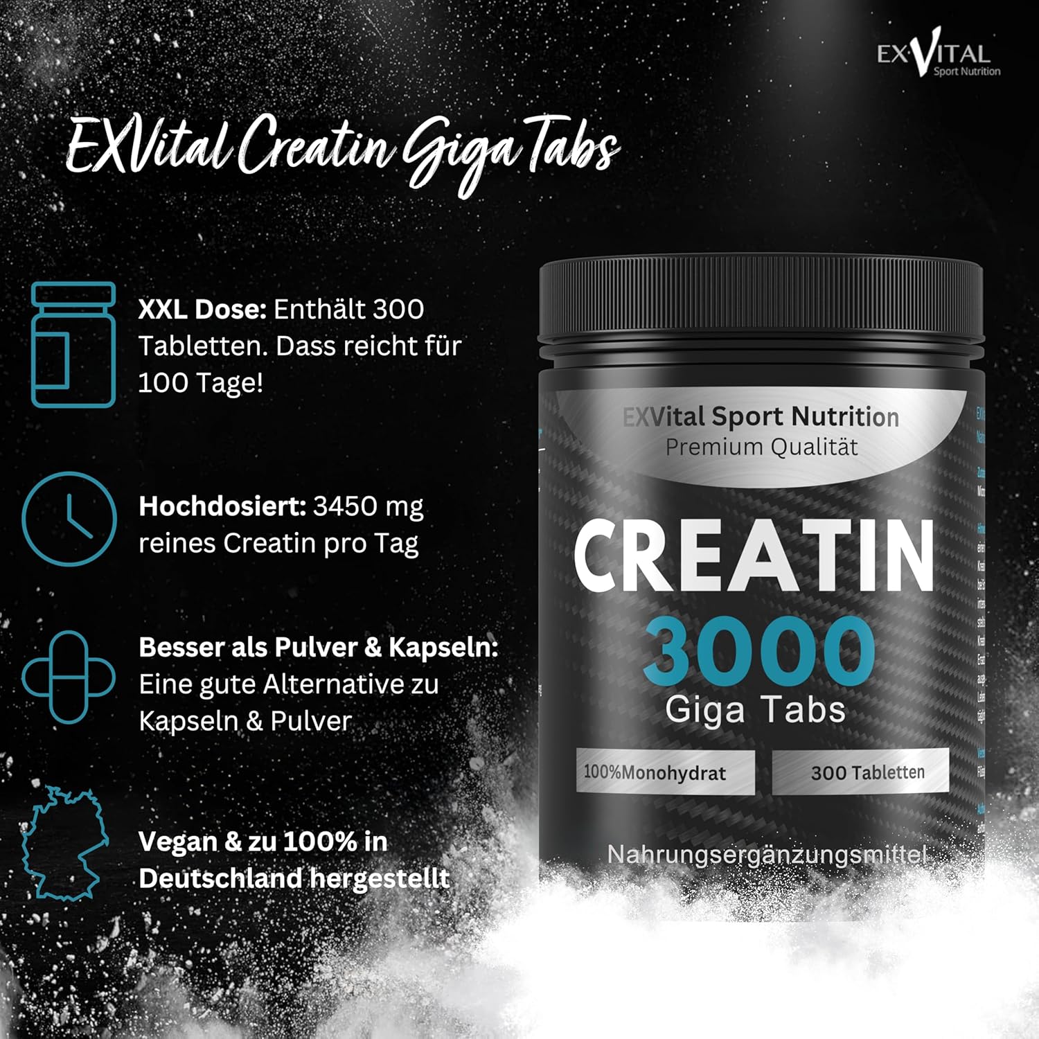 EXVital Sport Creatin 3000 Giga Tabs creatina 300 compresse