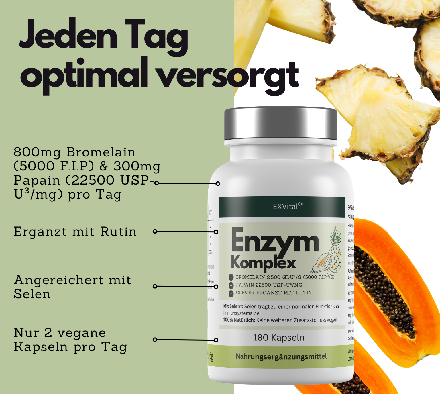 EXVital Enzym Komplex integratore 180 capsule bromelina