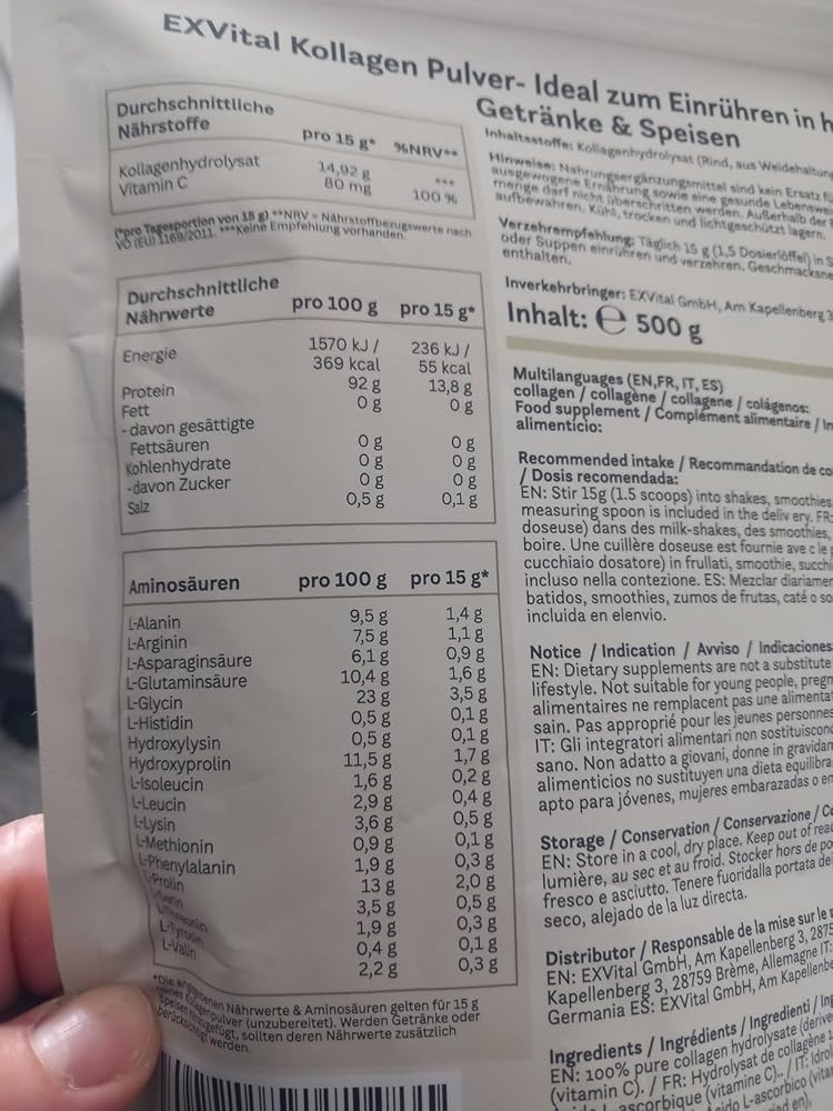 EXVital Kollagen Polvere 500g con Vitamina C