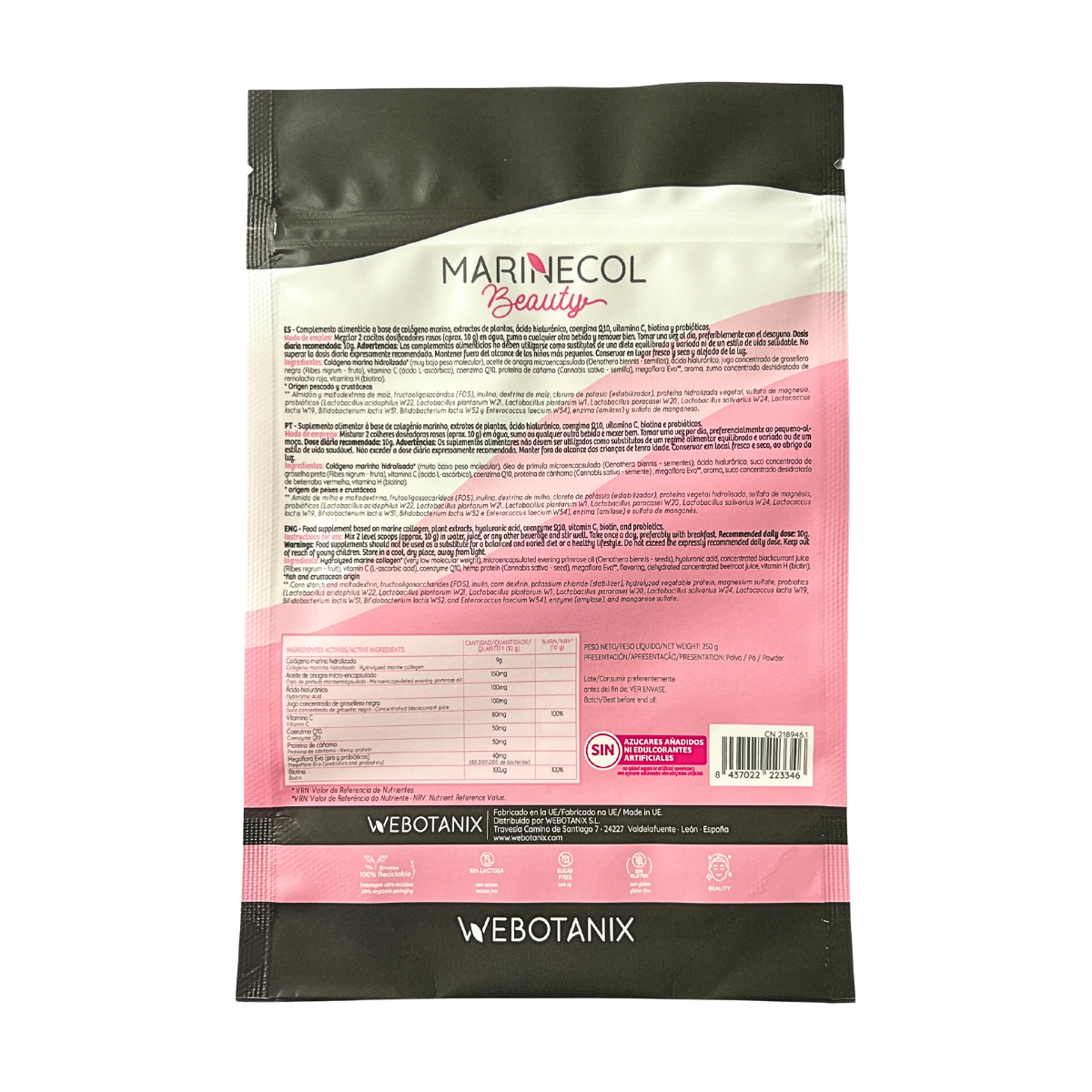 Webotanix Marinecol Beauty collagene marino 250 g pelle