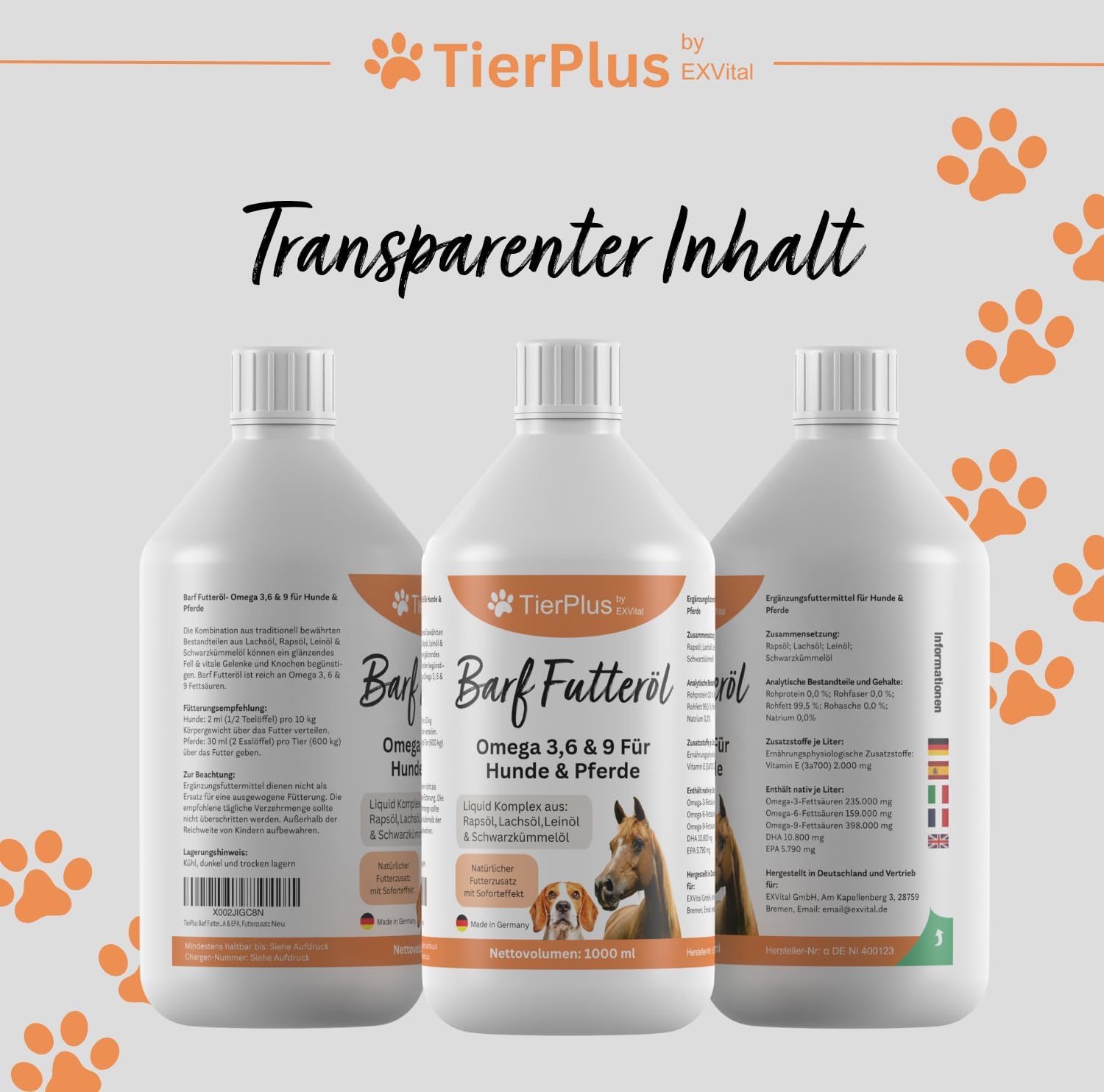 EXVital TierPlus Barf olio cani e cavalli omega 3