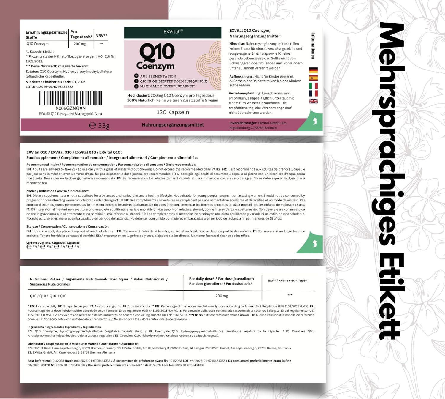 EXVital Q10 Coenzima Capsule 120 Pezzi 200 mg