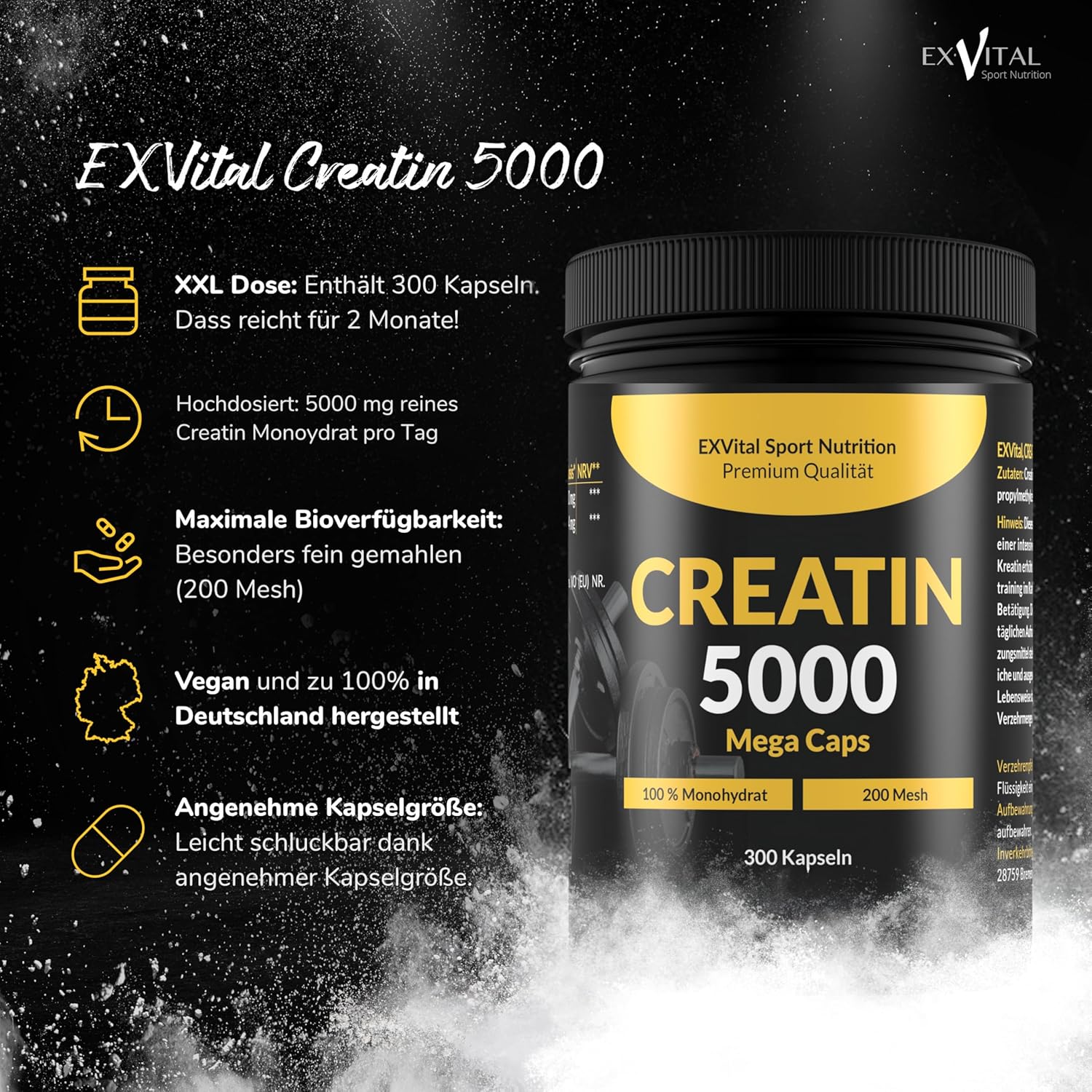 EXVital Sport Creatin 5000 Monohydrat capsule 300 pz prestazione