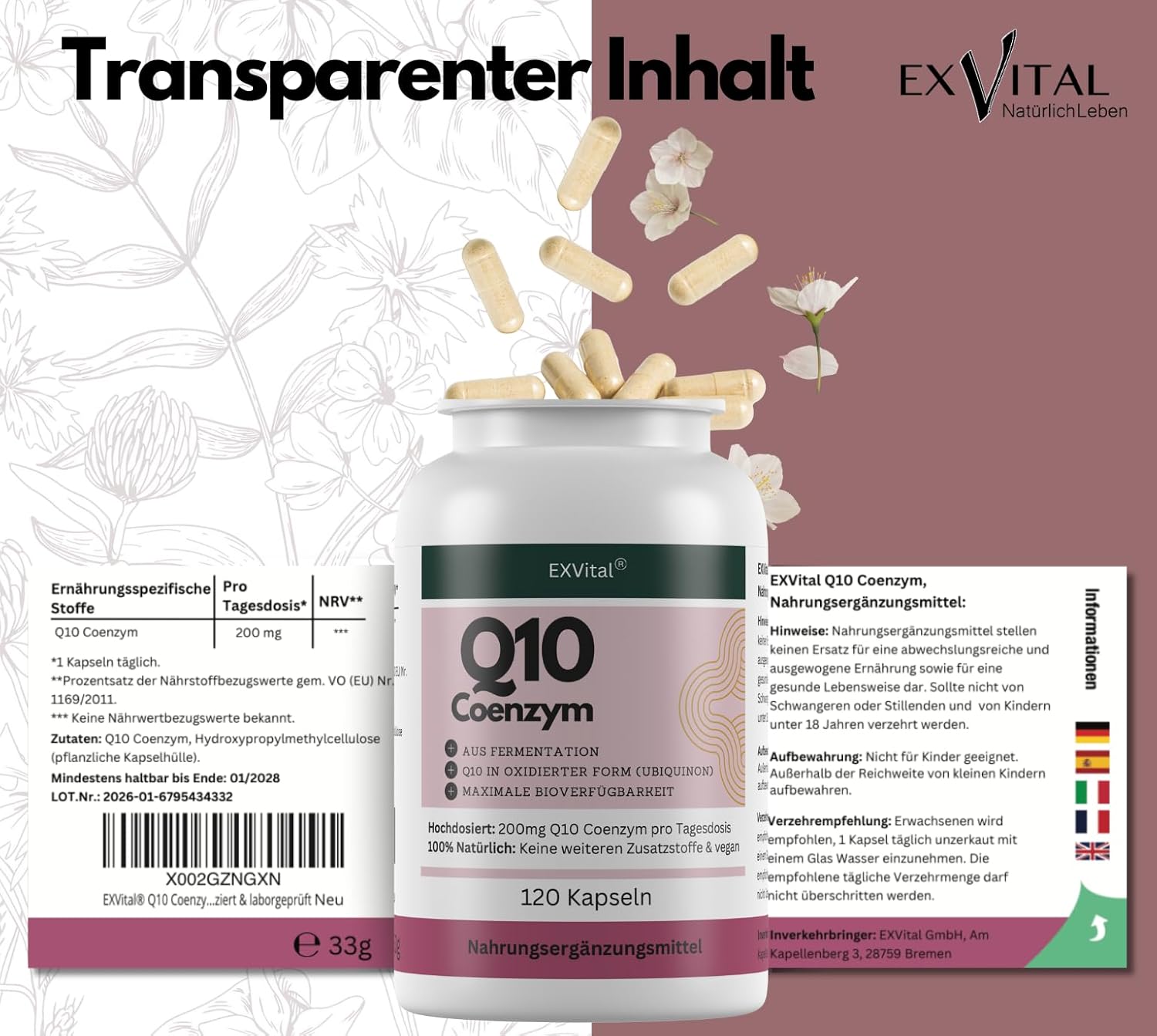 EXVital Q10 Coenzima Capsule 120 Pezzi 200 mg