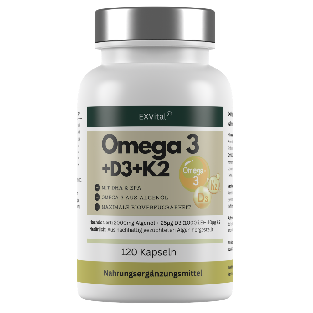 EXVital Omega 3 D3 K2 capsule 120 olio alghe vegano