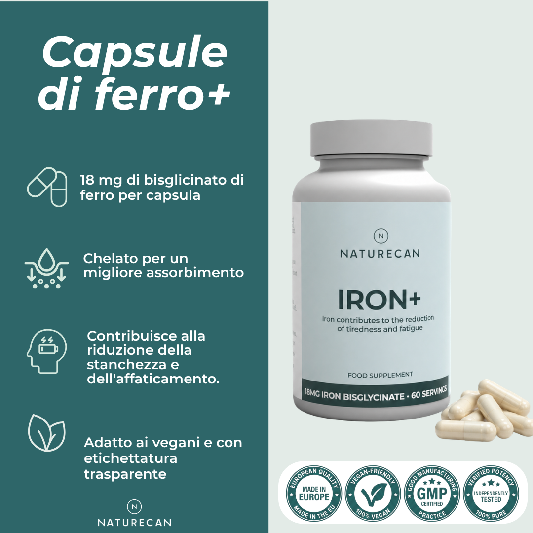Naturecan Vitamins Iron+ compresse ferro 60 capsule stanchezza