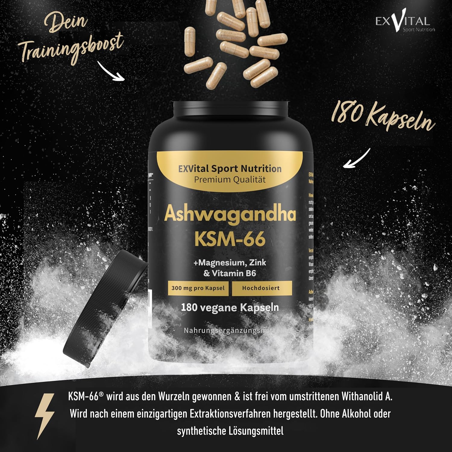 EXVital Schlaf Ashwagandha KSM-66 capsule 180 pezzi 600 mg