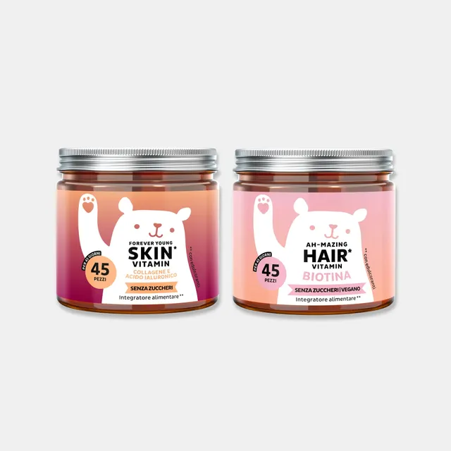 Beauty Bears Duo Anti-Età & Capelli gommose 45 giorni collagene