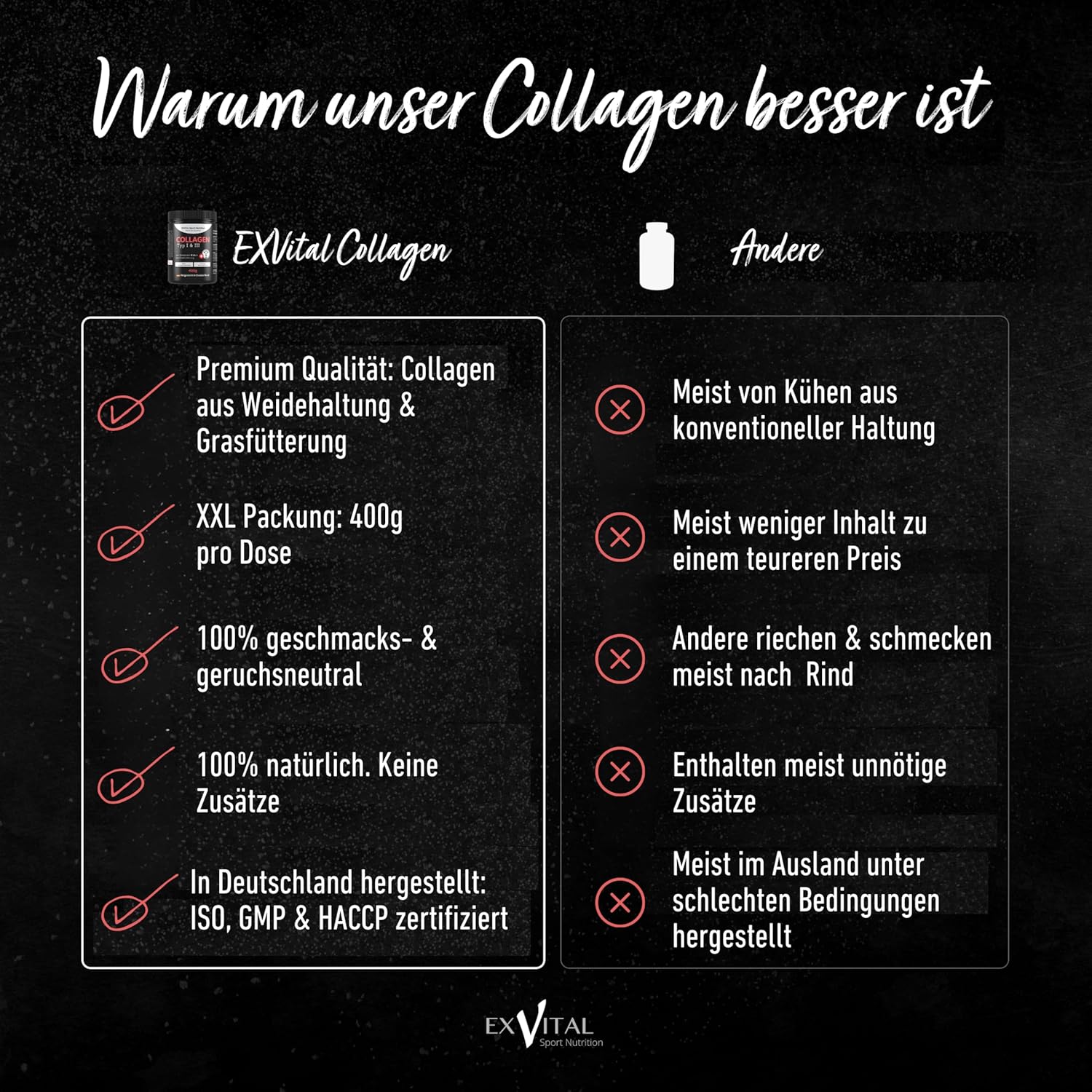 EXVital Kollagen collagene polvere 400 g tipo 1 e 3 neutro