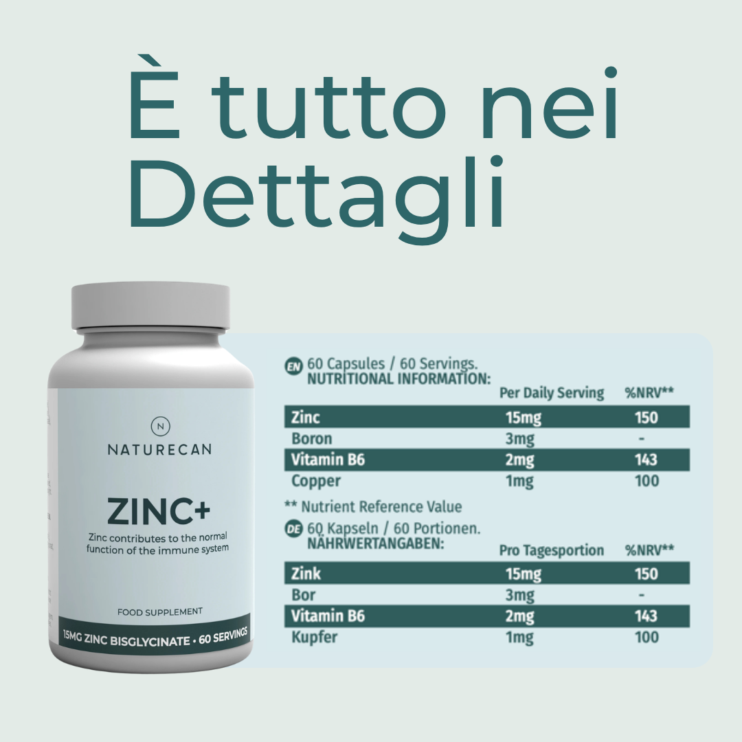 Naturecan Zinco Complex 15 mg 60 capsule Vegane B6 Rame