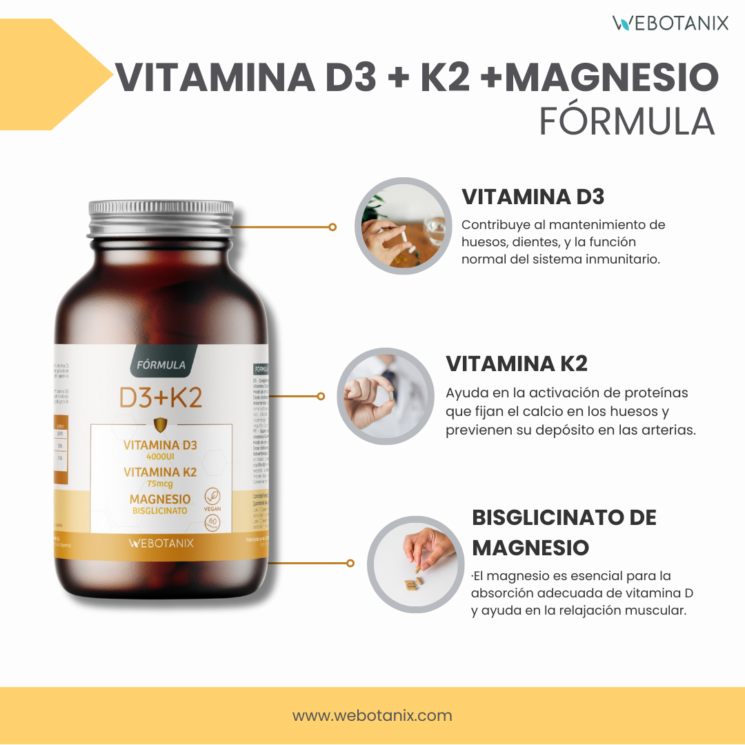 Webotanix Formula vitamina D3+K2 magnesio 60 capsule ossa immunità
