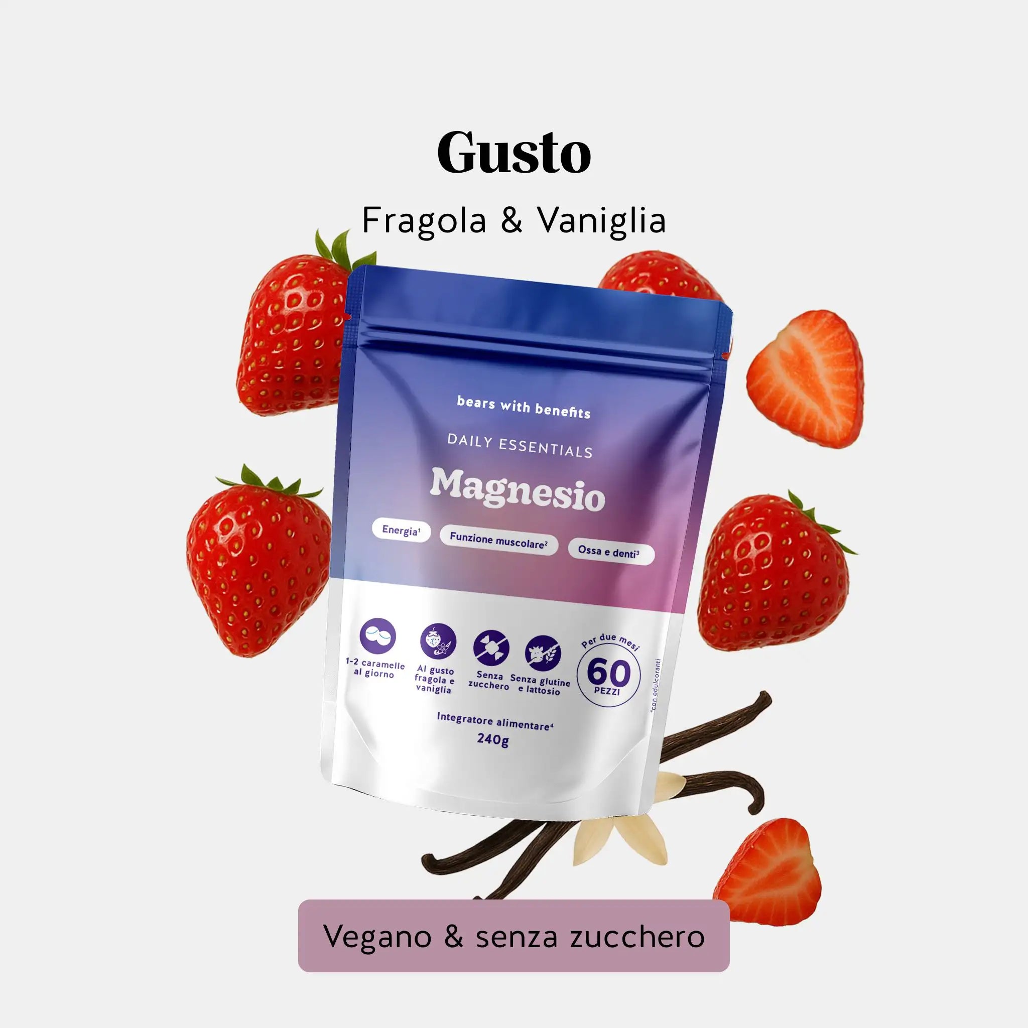 Beauty Bears Daily Essentials Magnesio Gommose 60 pz Vaniglia