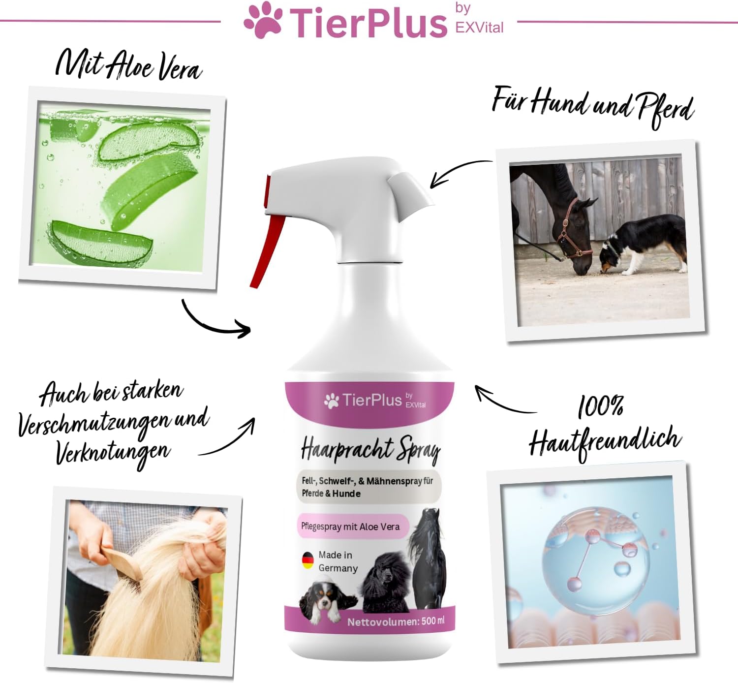 EXVital Haarpracht Spray manto cavalli e cani 500 ml