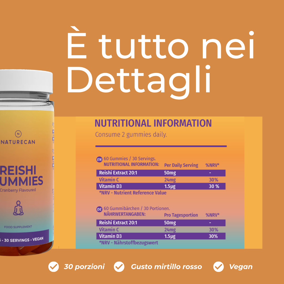 Naturecan Adaptogens caramelle Reishi 30 porzioni mirtillo