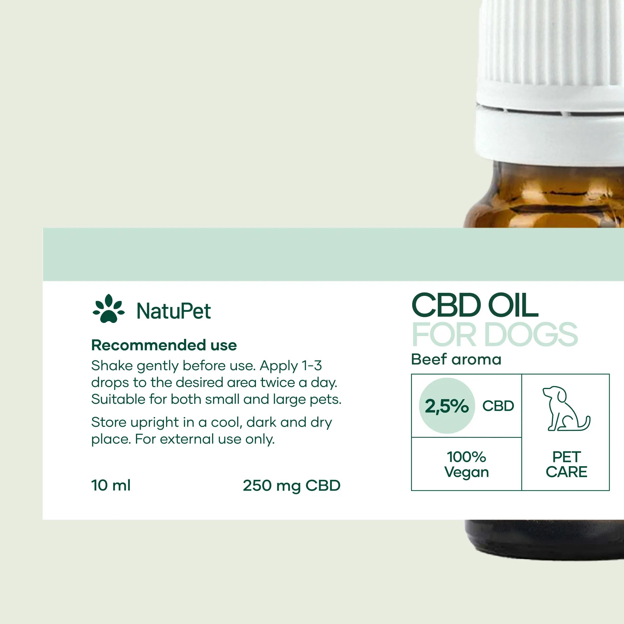 Nordic Oil CBD Oil Plus olio CBD cani 2,5% manzo 10ml