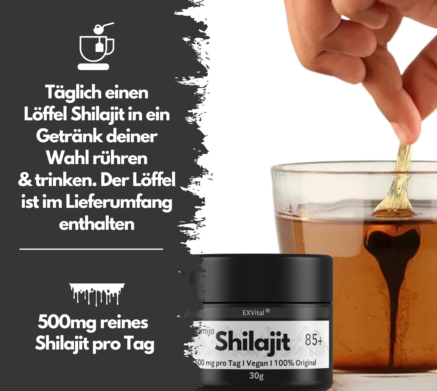 EXVital Mumijo Shilajit 85+ integratore 30g fulvico