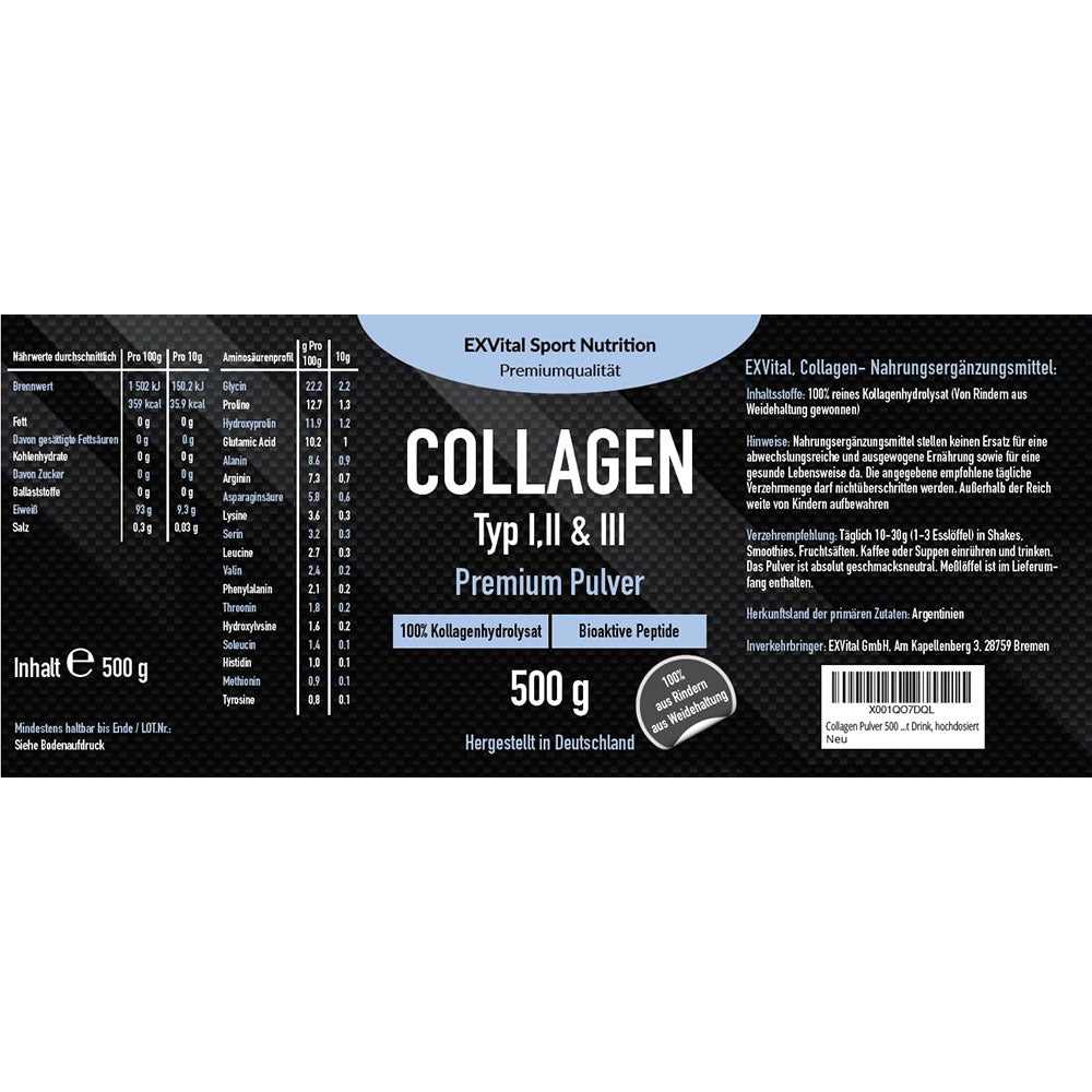 EXVital Kollagen Collagen Pulver polvere 500 g neutro