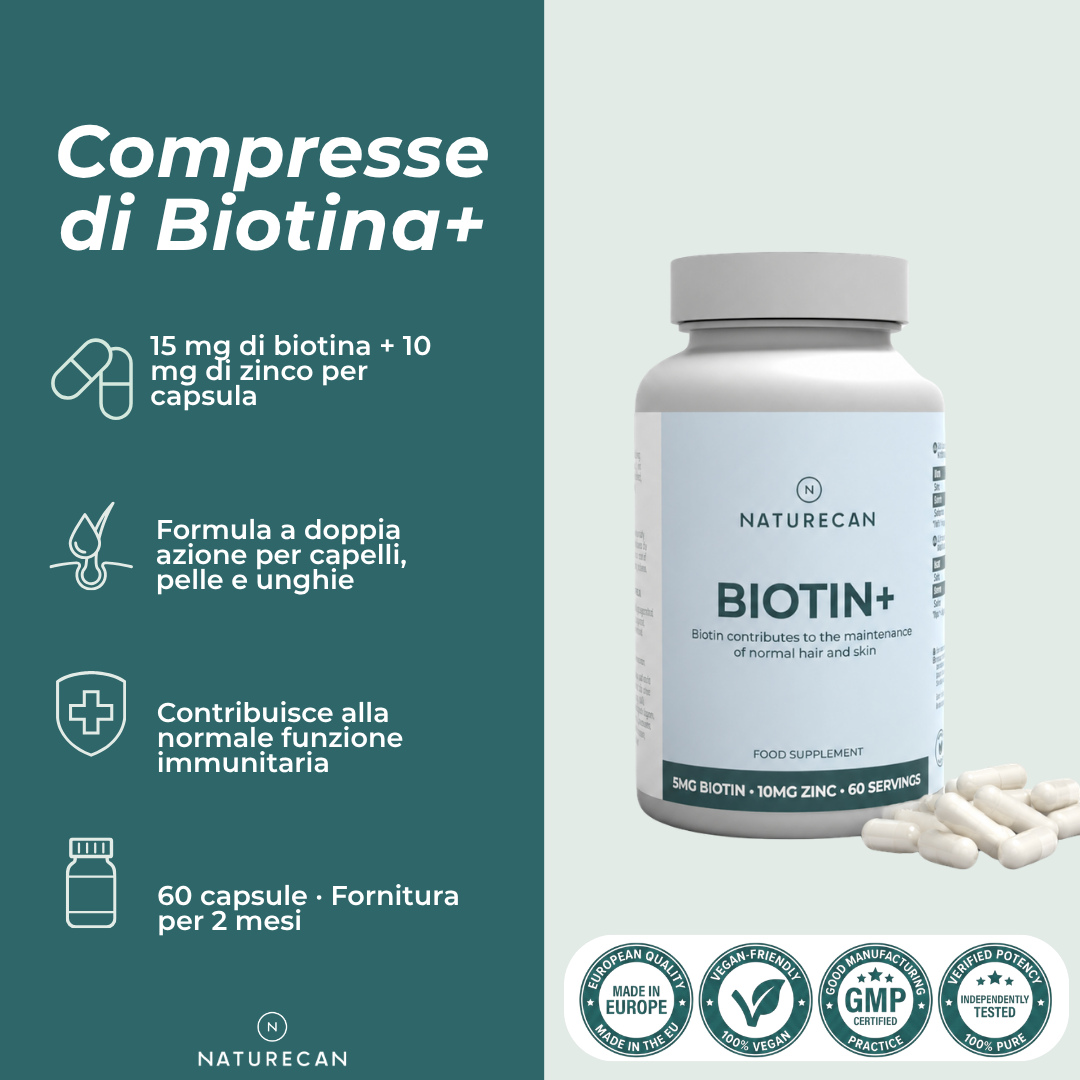 Naturecan Biotin+ Compresse Biotina 5mg 60 zinco capelli