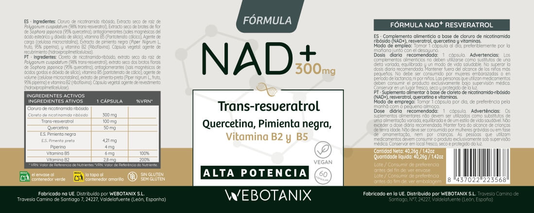Webotanix Fórmula NAD+ Resveratrolo capsule 60 pz energia